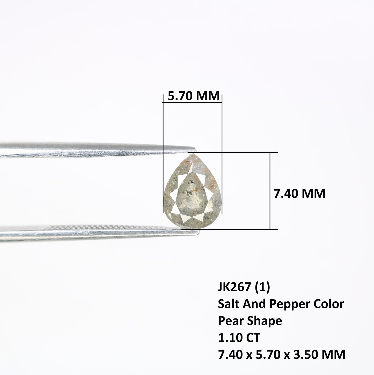 1.10 Carat Pear Cut Diamond Loose Salt And Pepper Diamond For Galaxy Ring
