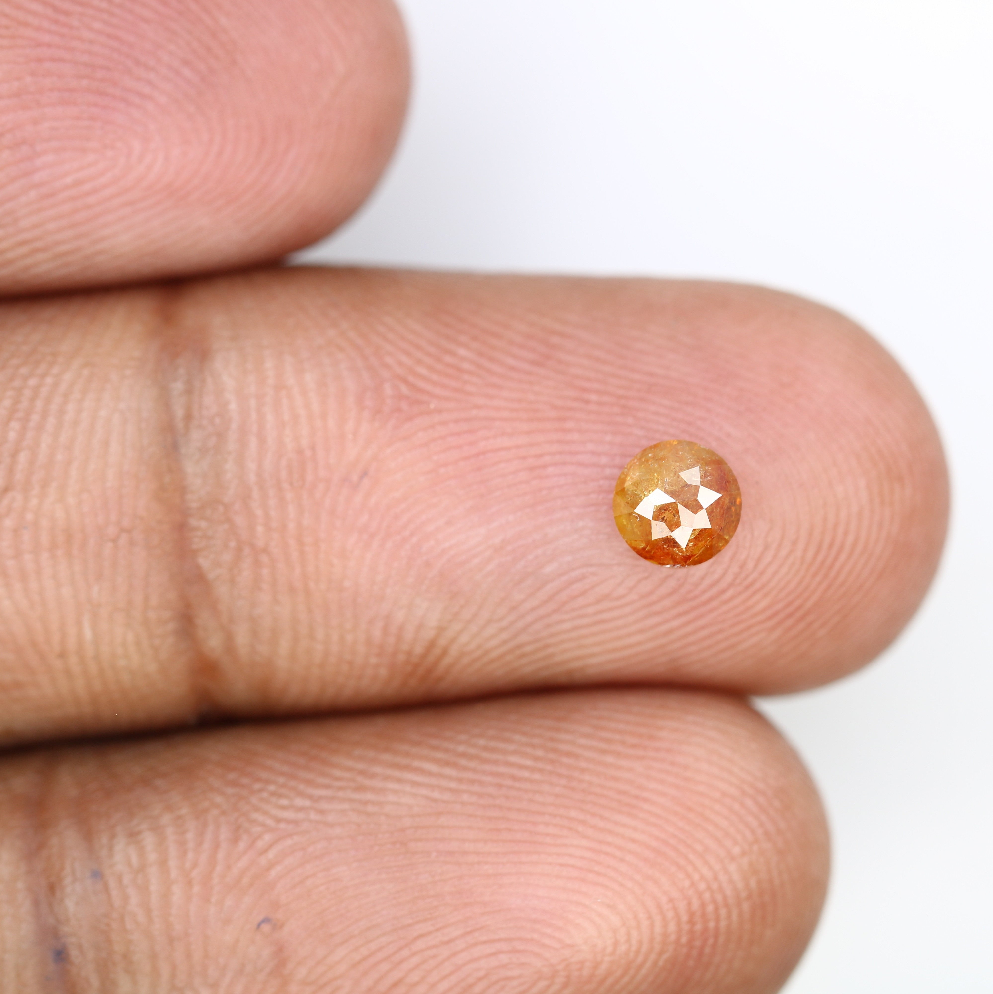 0.67 CT Natural Orange Round Rose Cut Diamond For Promise Ring