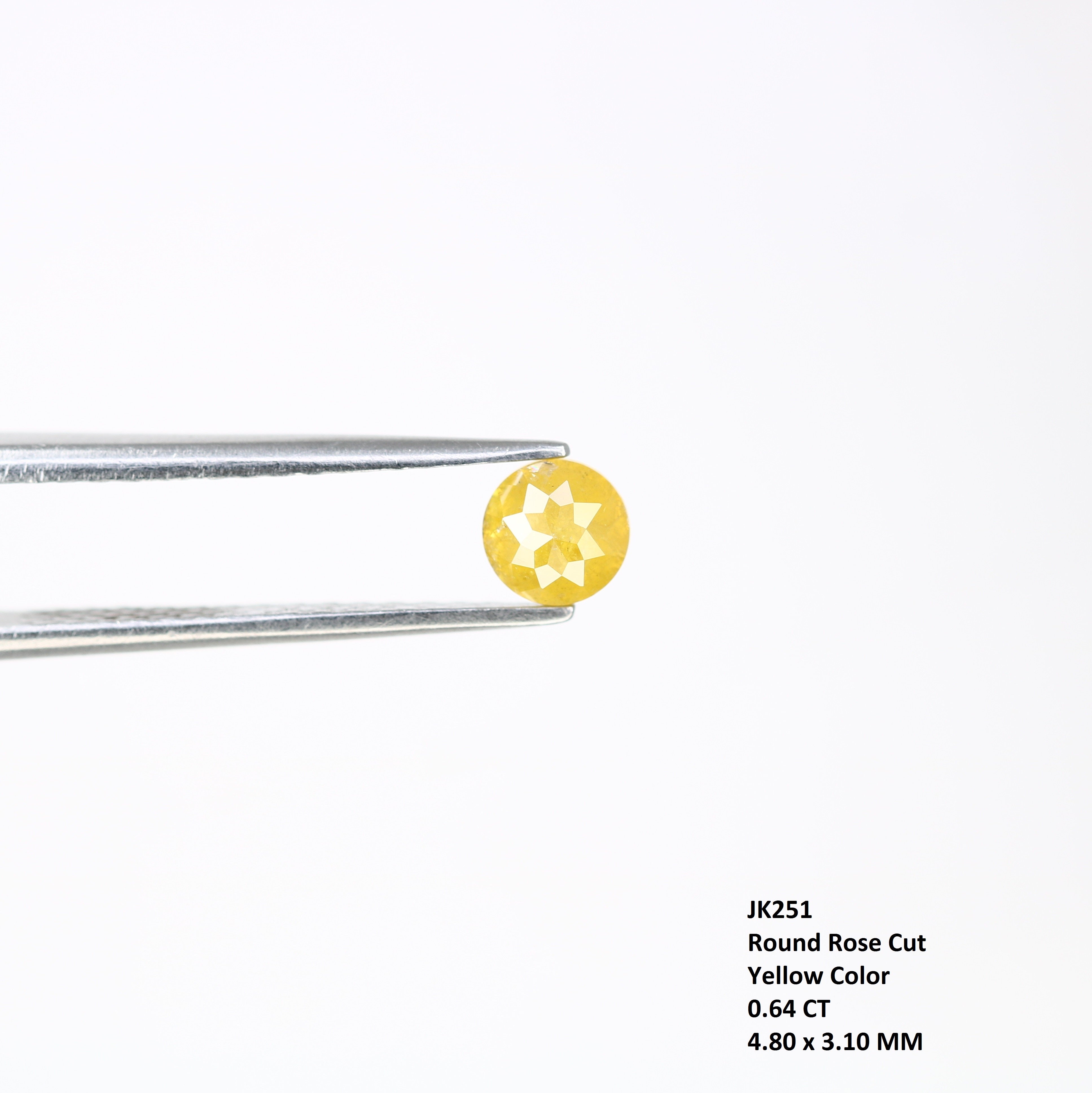 0.64 CT Polished Round Rose Cut Natural Yellow Diamond For Designer Ring