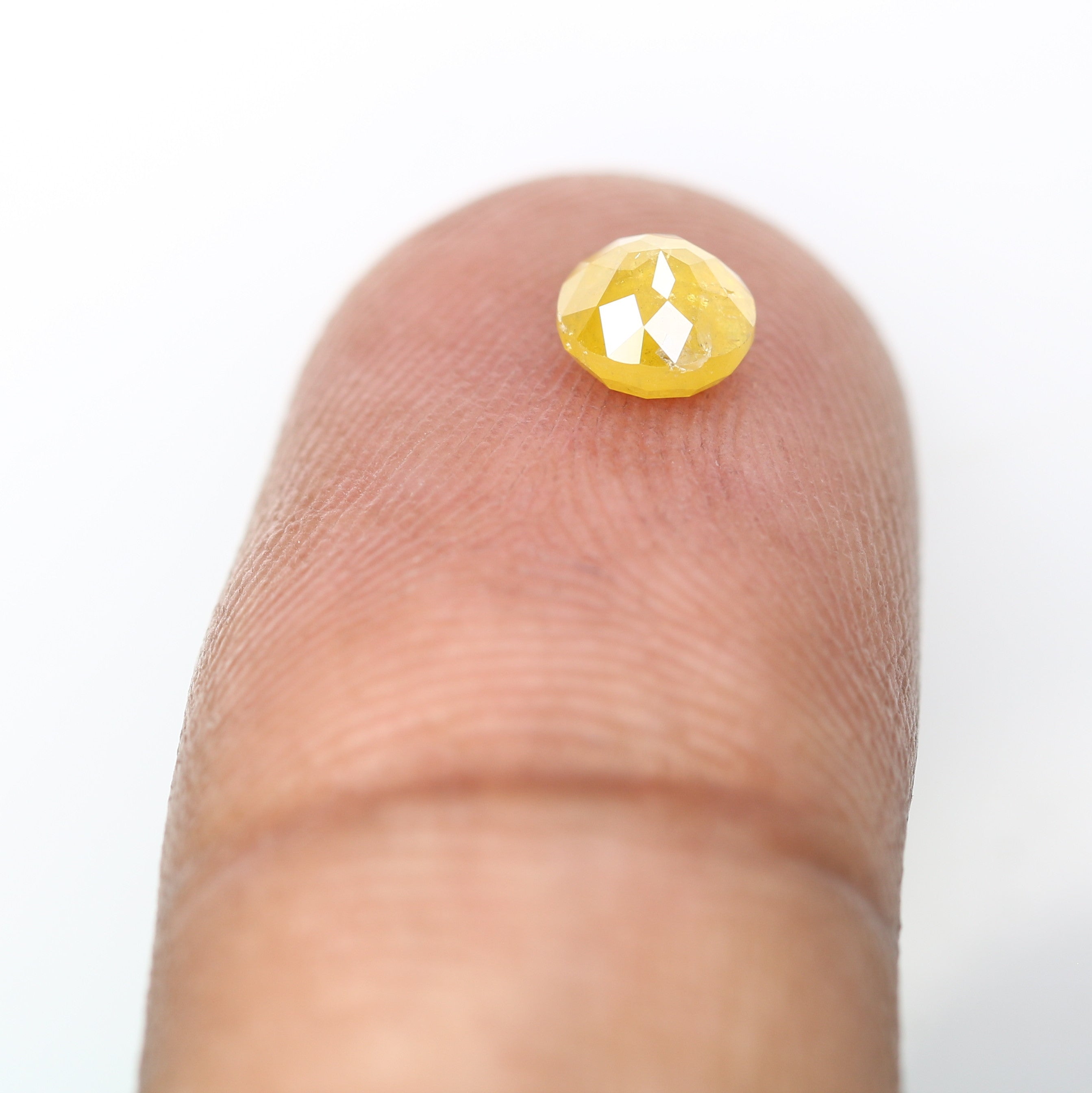 0.64 CT Polished Round Rose Cut Natural Yellow Diamond For Designer Ring