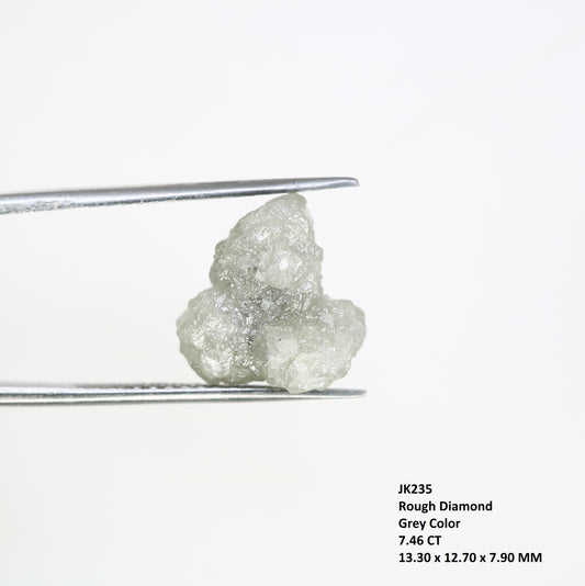 7.46 CT 13.30 MM Irregular Cut Raw Rough Grey Diamond For Engagement Ring