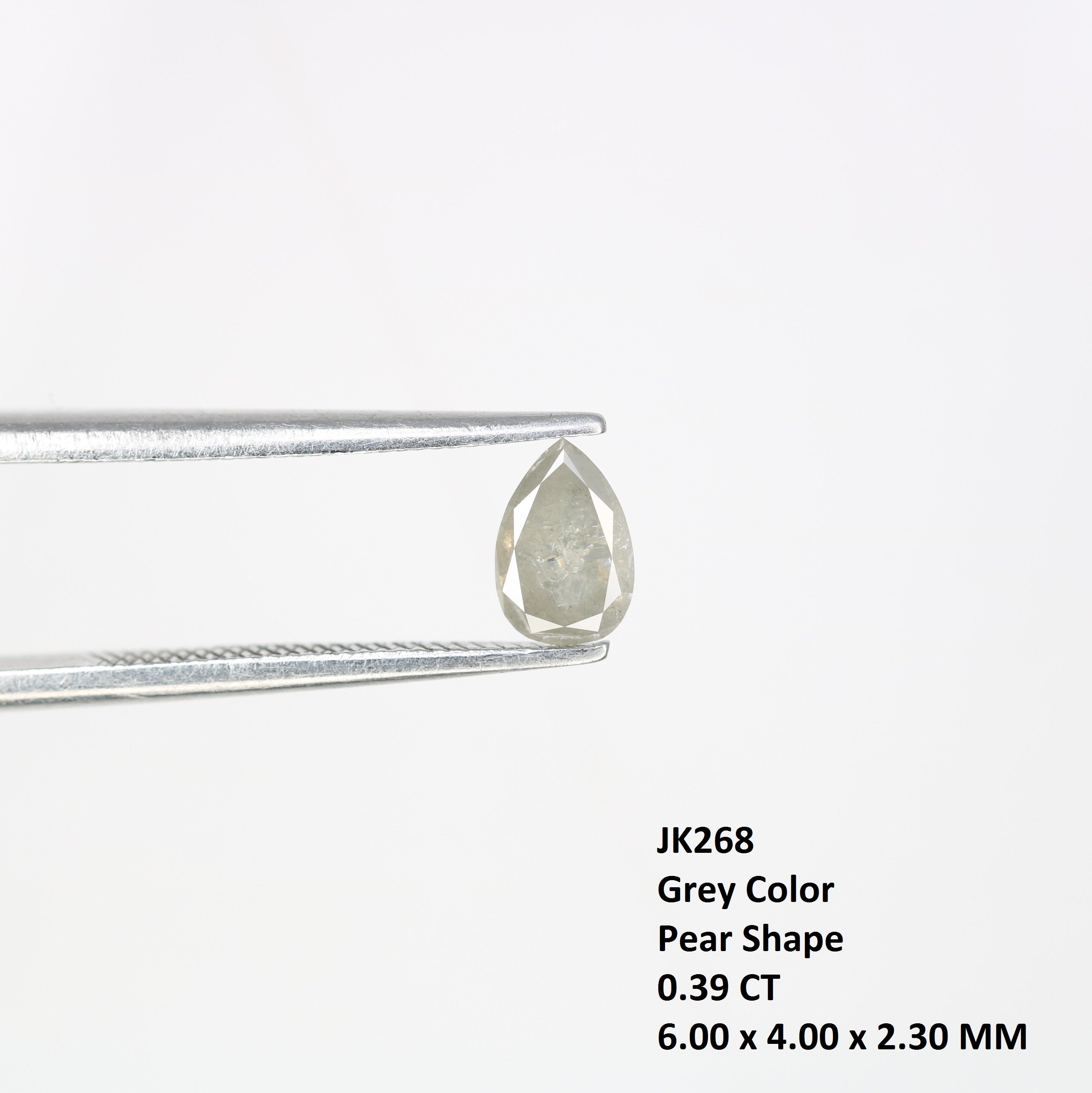 0.39 CT 6.00 MM Loose Grey Pear Shaped Diamond For Promise Ring