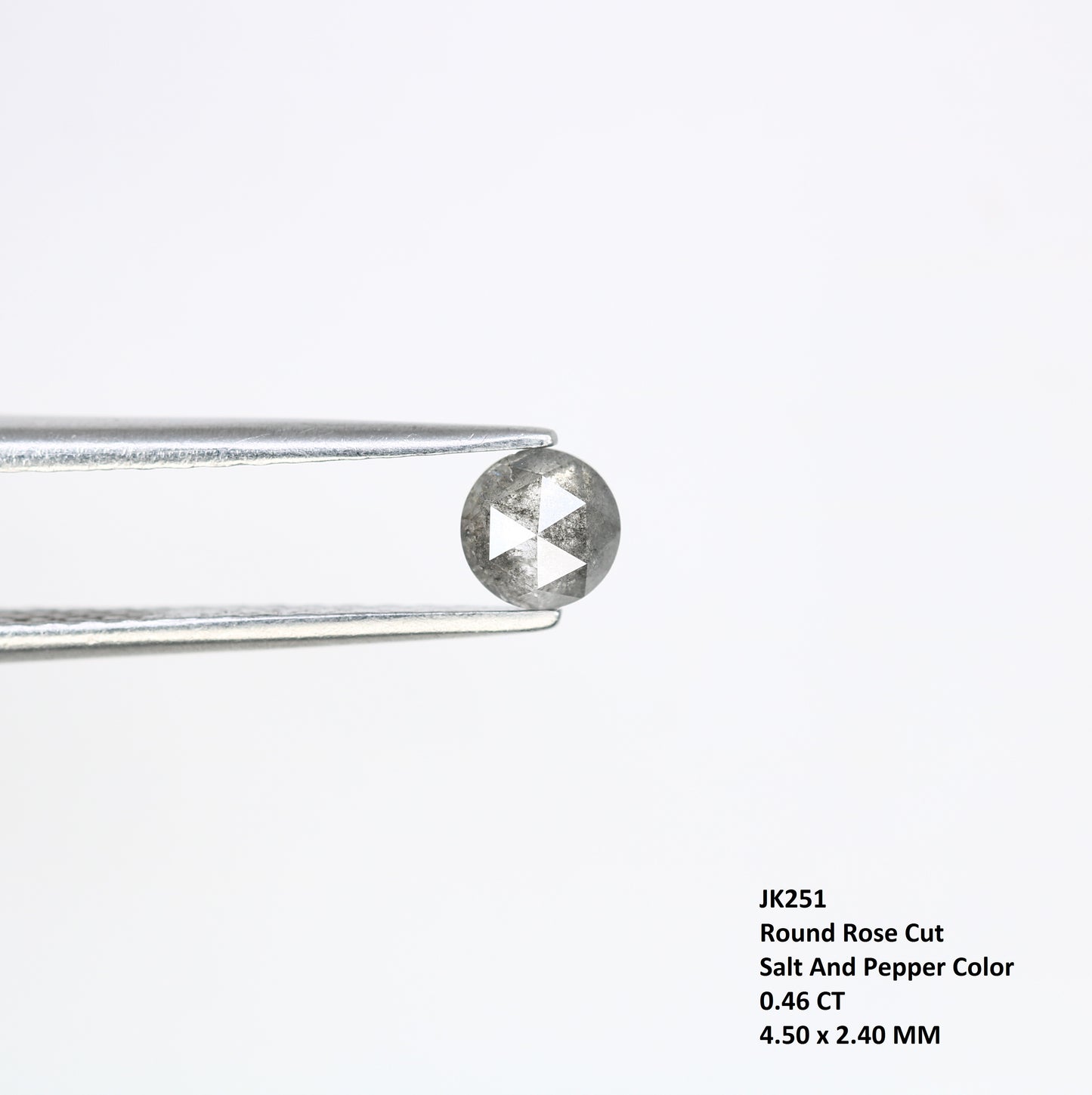 Salt And Pepper Round Rose Cut 0.46 CT 4.50 MM Diamond For Designer Ring