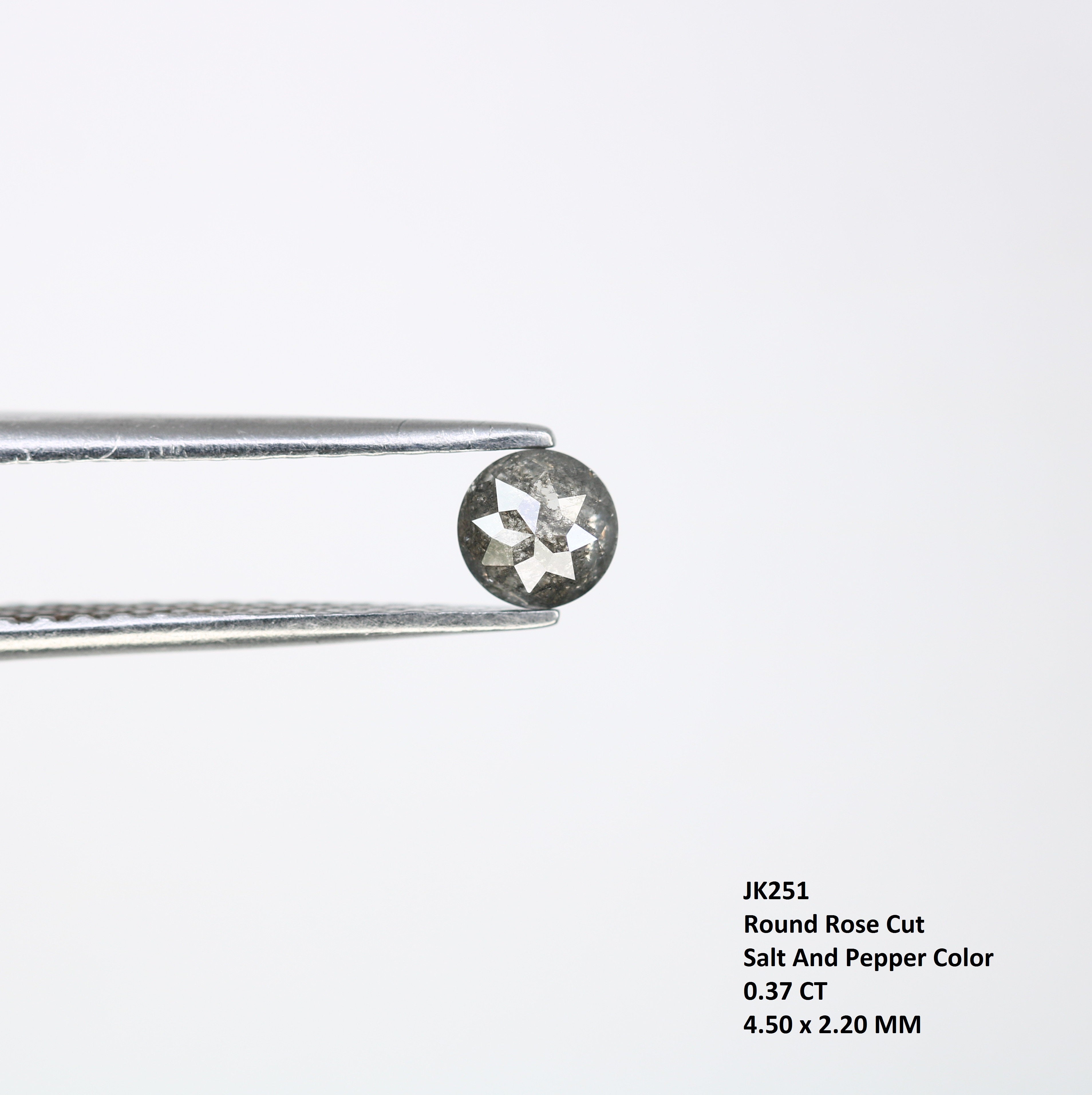 0.37 CT Salt And Pepper 4.50 MM Round Rose Cut Diamond For Wedding Ring