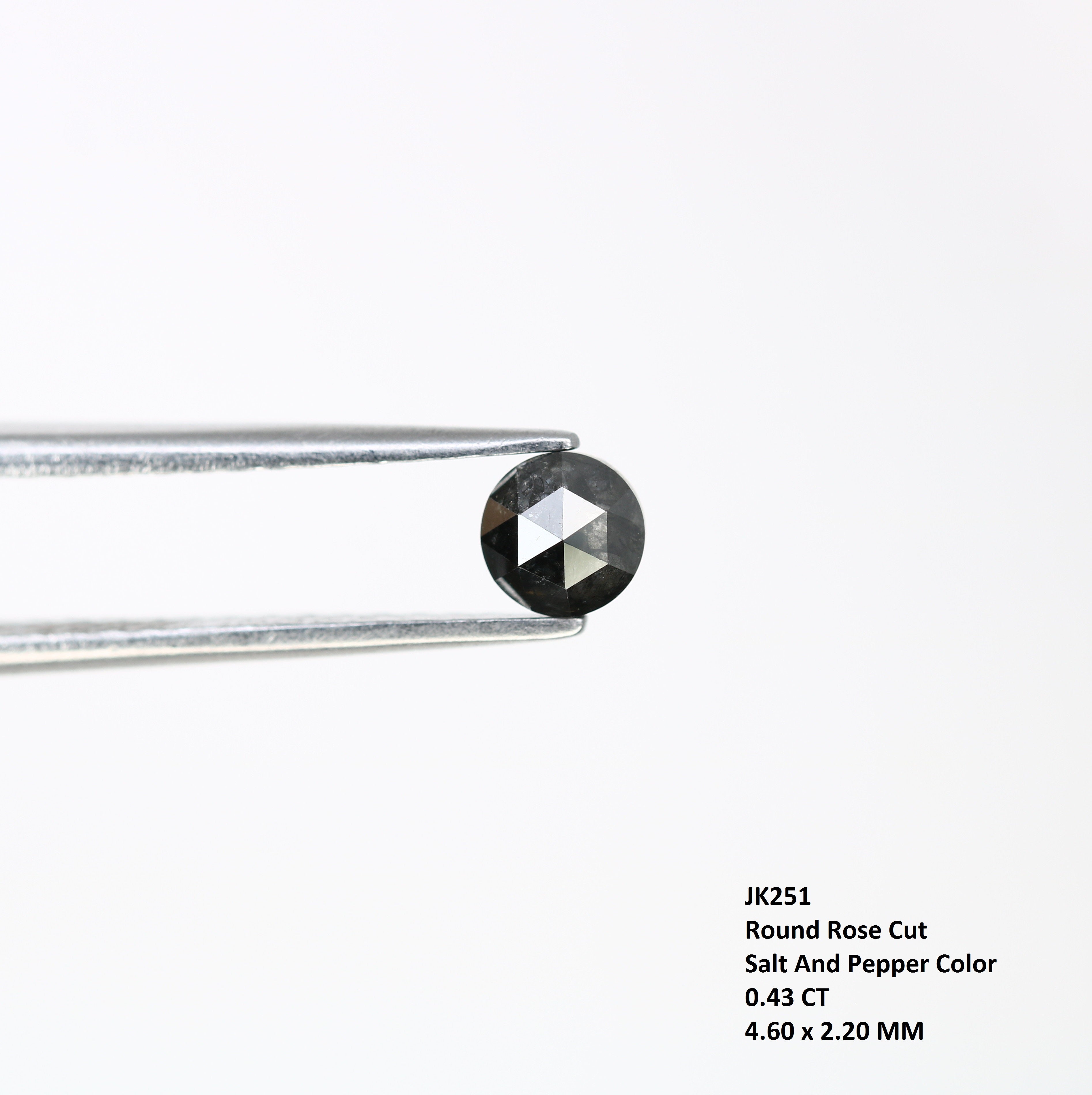 0.43 CT Loose Salt And Pepper 4.60 MM Round Rose Cut Diamond For Designer Ring