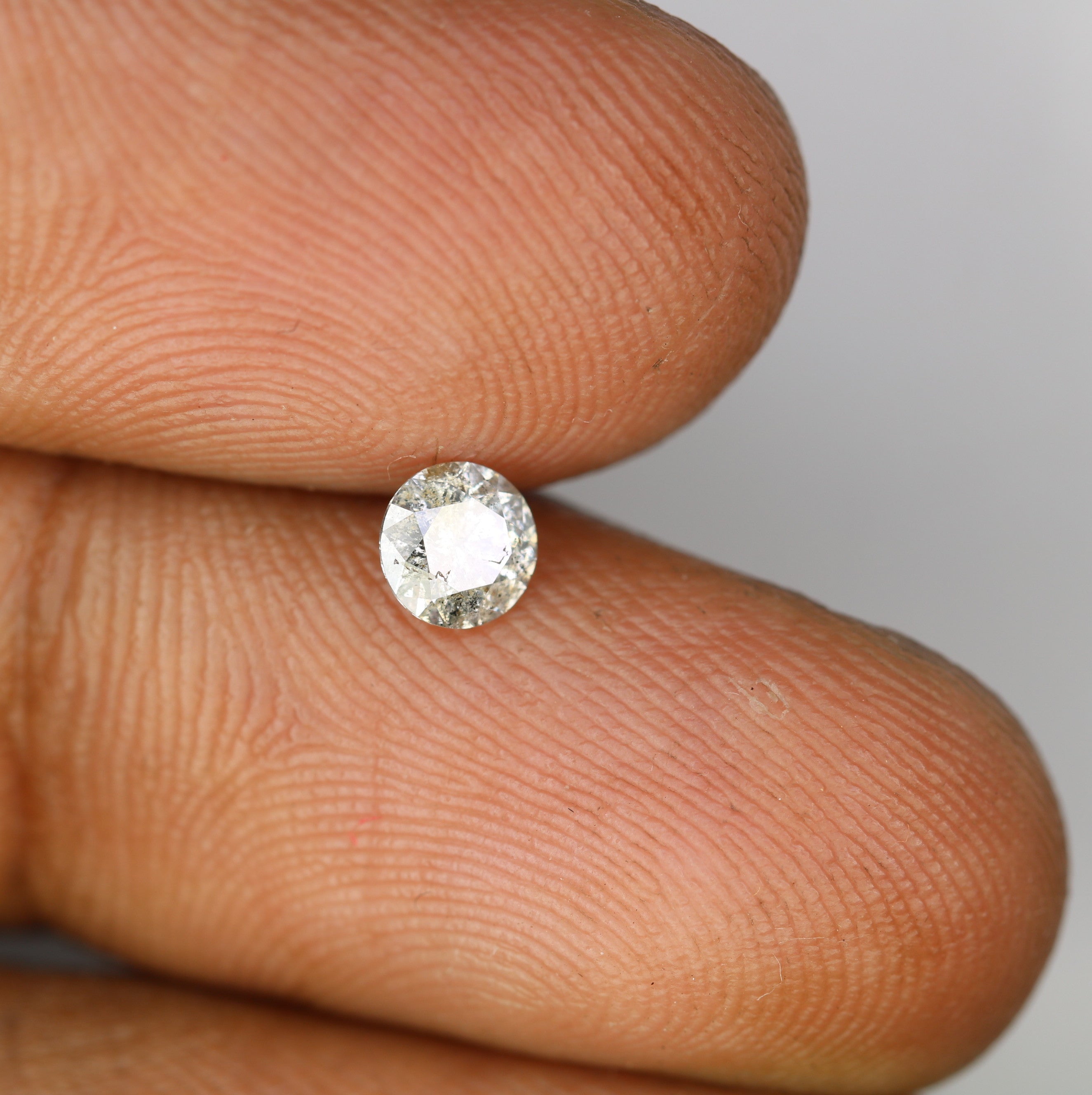 0.38 CT Salt And Pepper 4.70 x 2.80 MM Round Brilliant Cut Loose Diamond For Wedding Ring