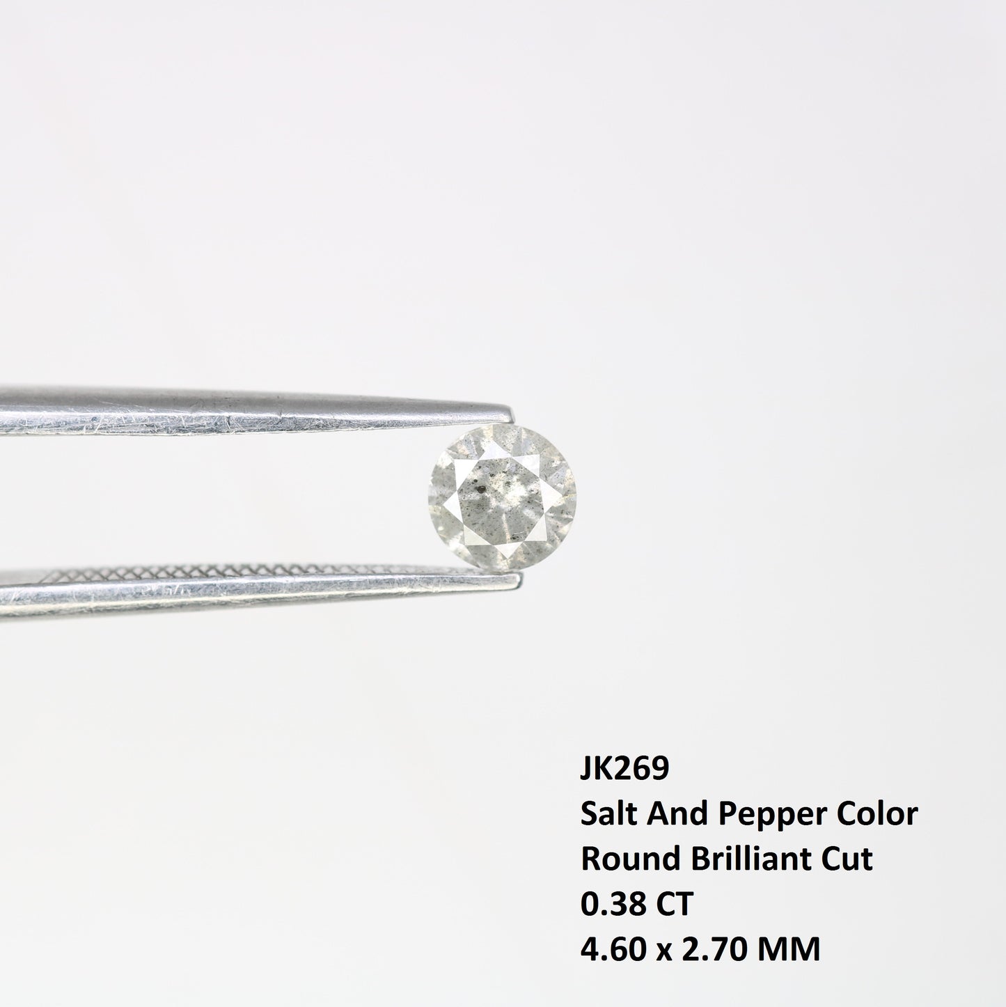 0.38 CT Salt And Pepper 4.60 x 2.70 MM Round Brilliant Cut Natural Diamond For Designer Ring