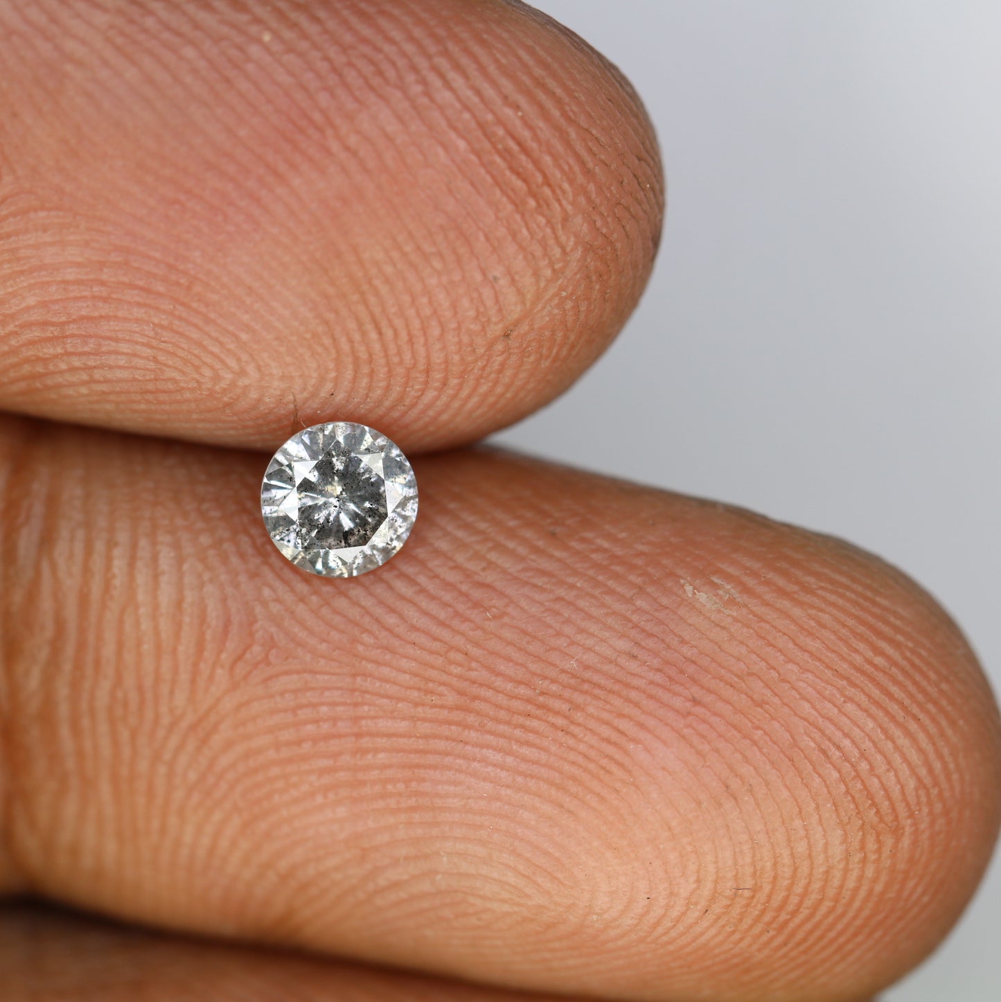 0.38 CT Salt And Pepper Round Brilliant Cut 4.60 x 2.70 MM Natural Diamond For Statement Ring