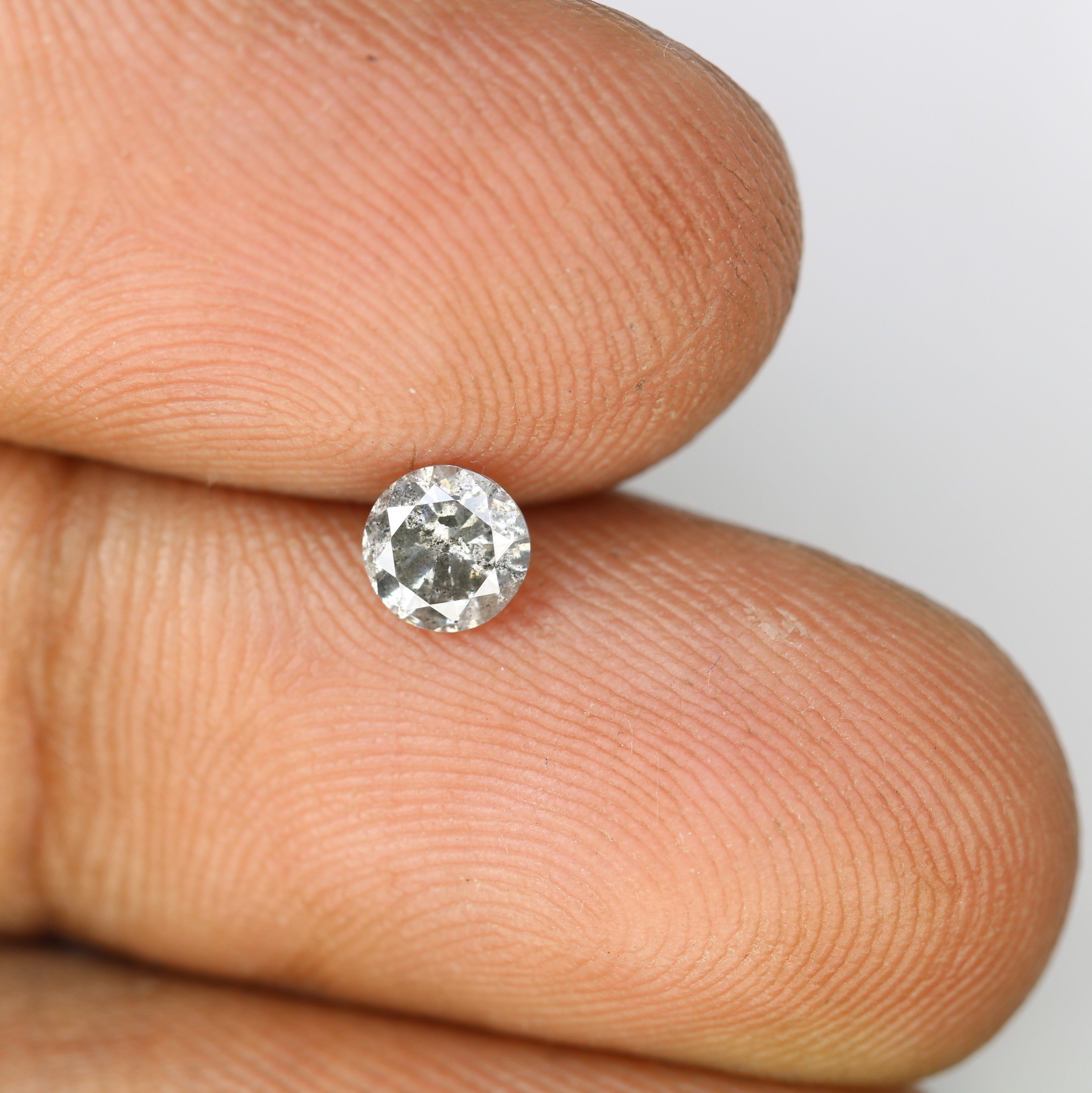 0.41 CT 4.60 x 2.80 MM Salt And Pepper Round Brilliant Cut Loose Diamond For Promise Ring