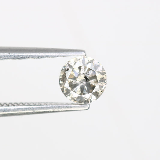 0.39 CT 4.60 x 2.80 MM Round Brilliant Cut Salt And Pepper Loose Diamond For Engagement Ring