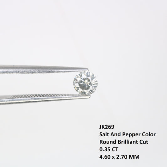 0.35 CT 4.60 x 2.70 MM Salt And Pepper Round Brilliant Cut Natural Diamond For Designer Ring