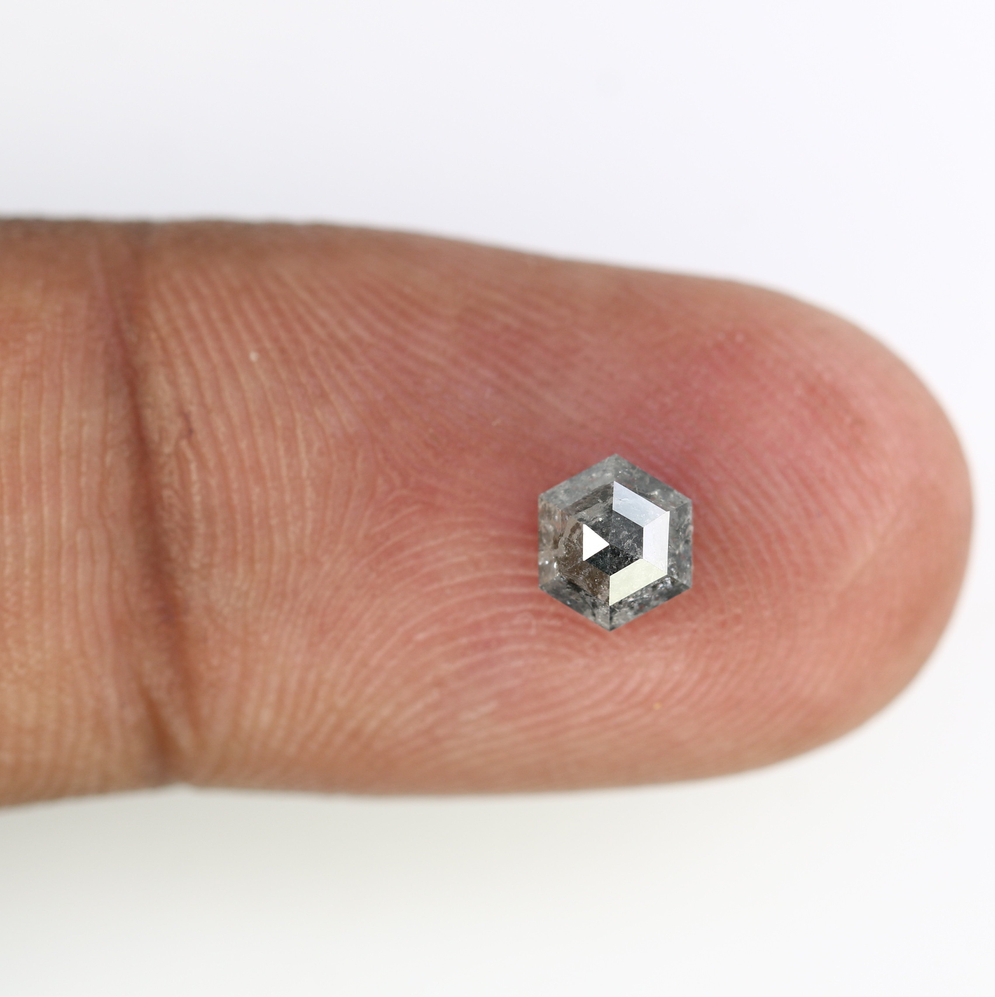 0.80 Carat Hexagon Cut 5.60 MM Salt And Pepper Diamond For Wedding Ring
