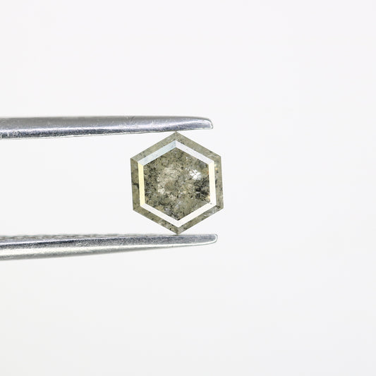 0.73 CT Loose Hexagon Shape Diamond Salt And Pepper Diamond Engagement Ring