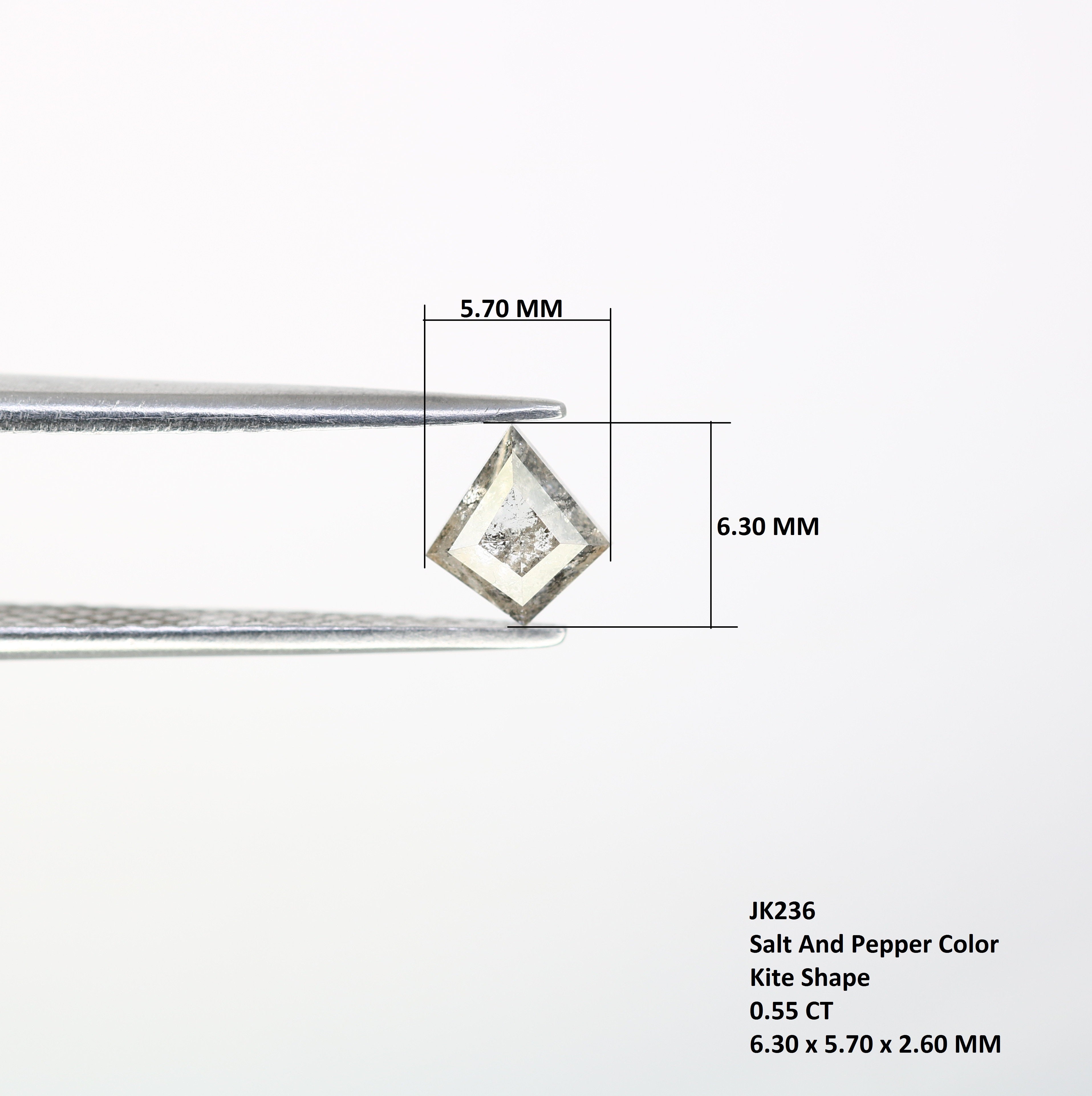 0.55 CT Kite Shape Salt And Pepper 6.30 MM Loose Diamond For Wedding Ring