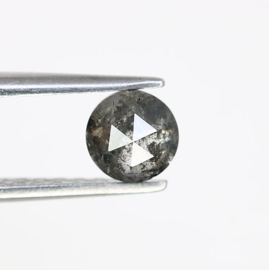 0.66 Carat 5.20 x 2.60 MM Loose Round Rose Cut Diamond, Natural Salt And Pepper Diamond, Engagement Ring