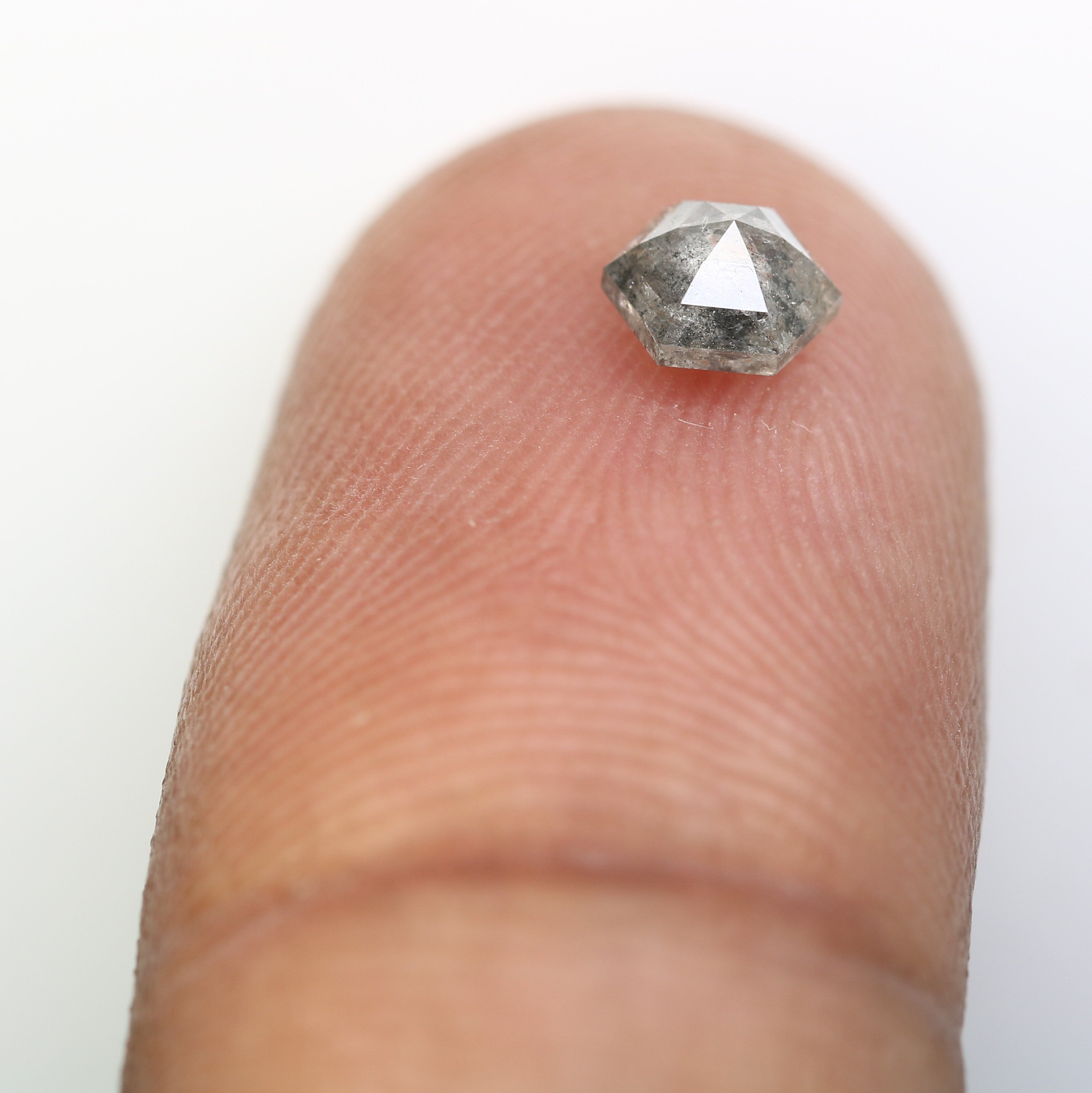 0.58 Carat 5.30 MM Hexagon Shaped Salt And Pepper Diamond For Galaxy Ring