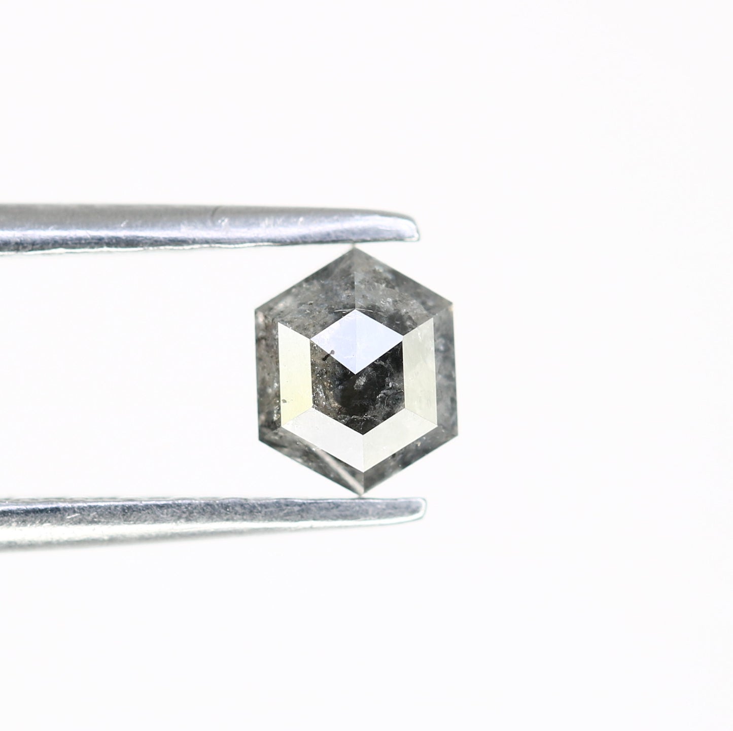 0.54 CT Loose Hexagon Shape Diamond 5.20 MM Salt And Pepper Diamond Ring