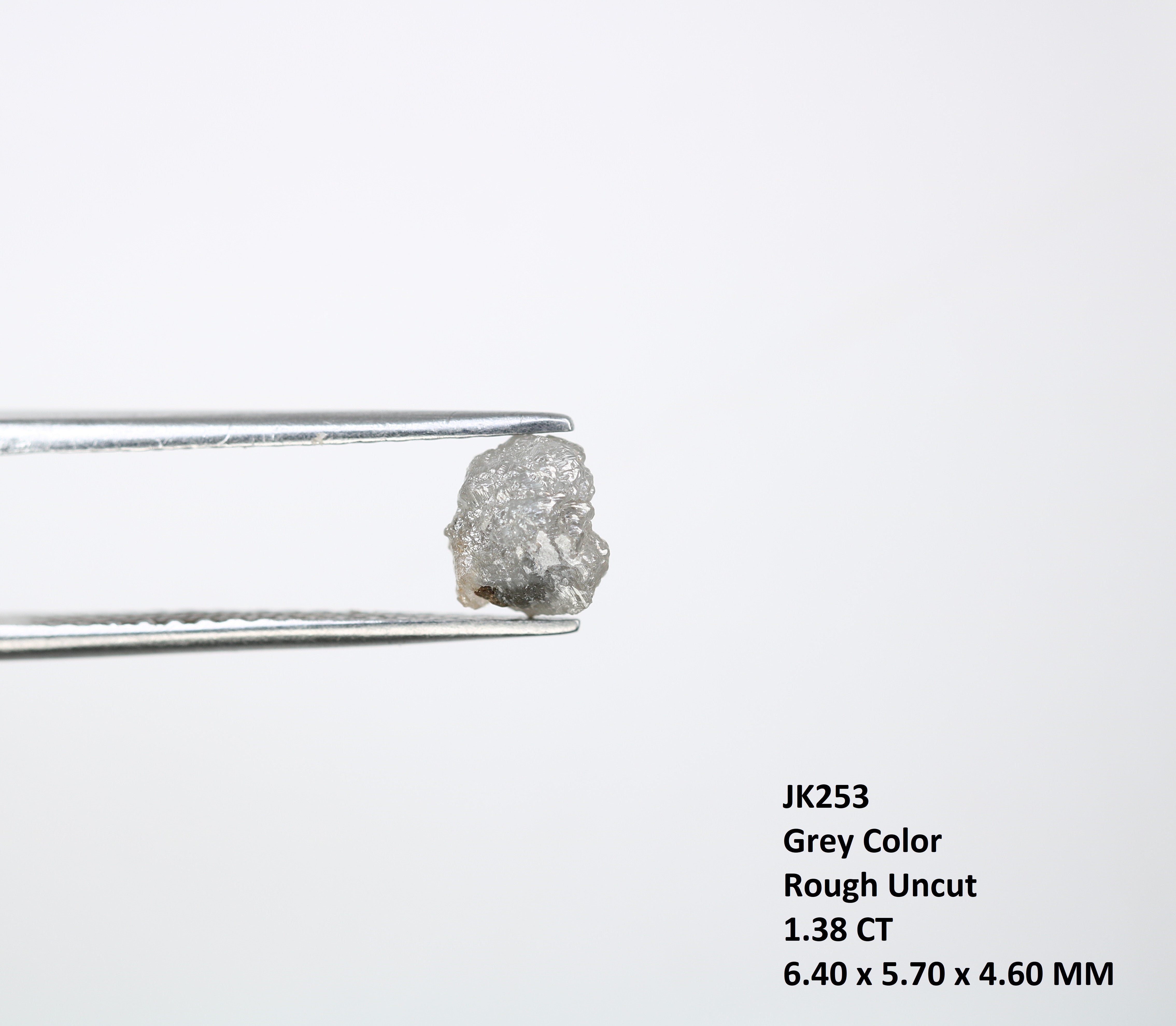 1.38 CT 6.40 MM Irregular Cut Raw Rough Grey Diamond For Engagement Ring