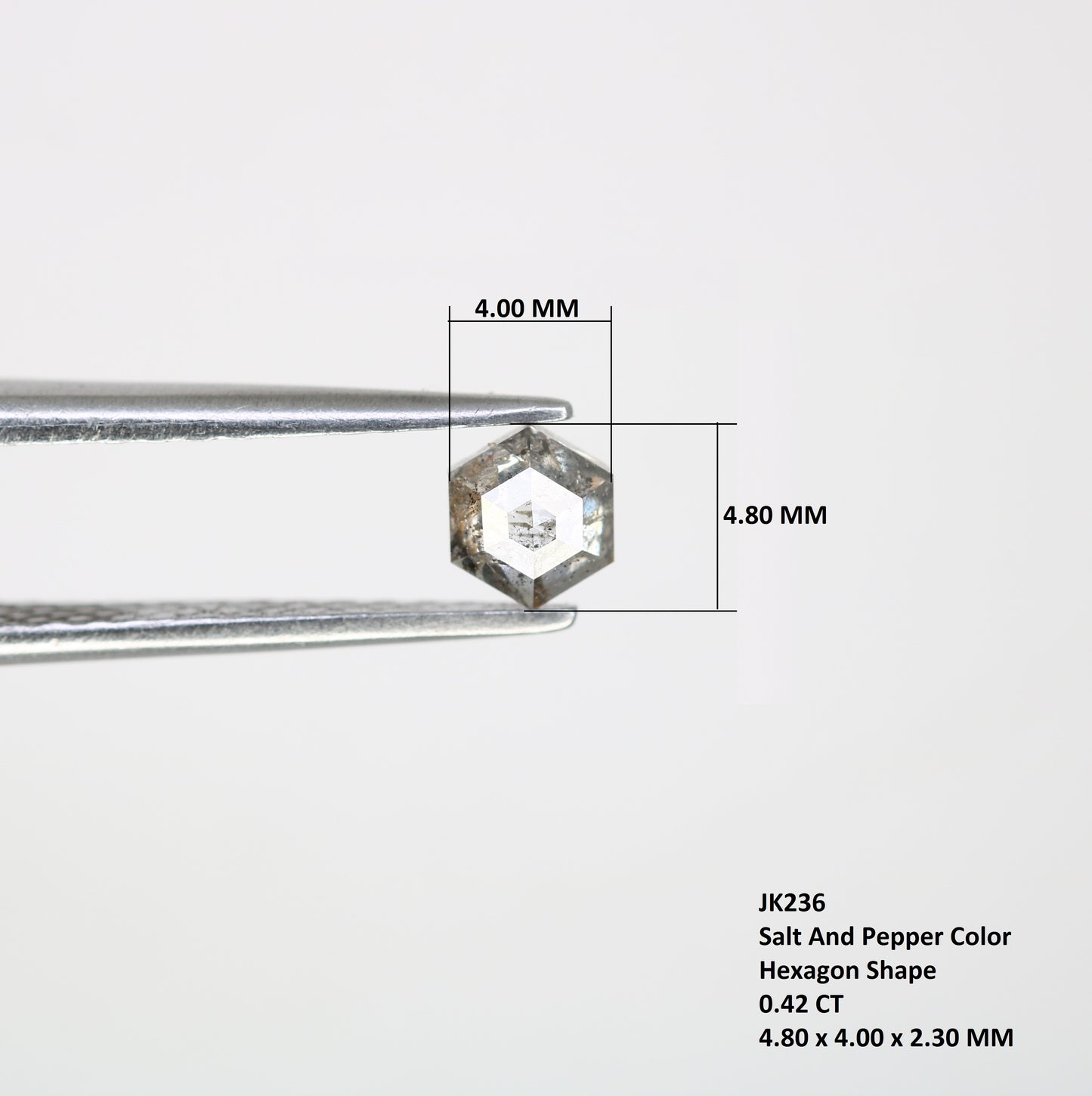 0.42 CT Hexagon Shape 4.80 MM Salt And Pepper Diamond For Diamond Jewelry