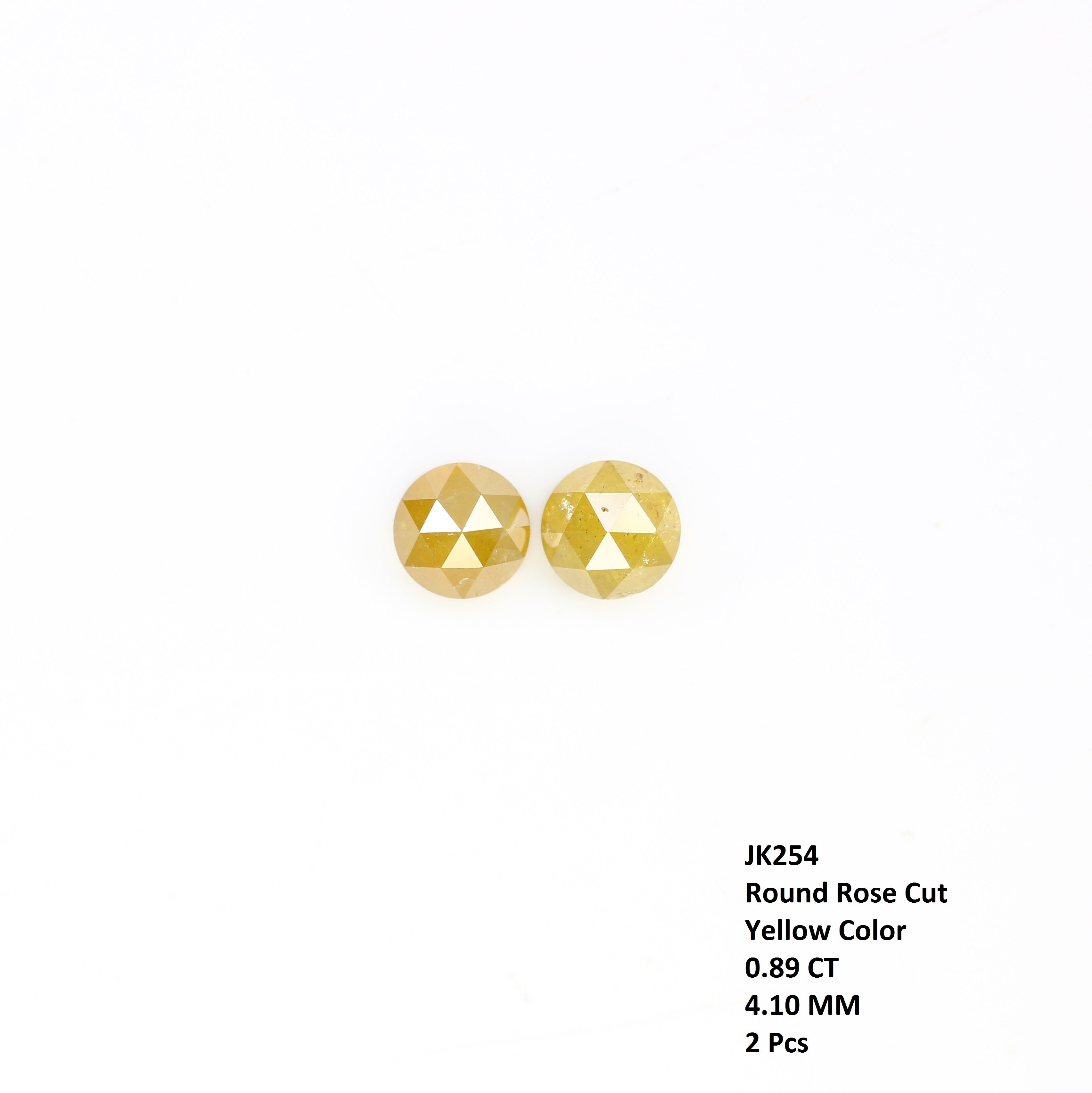 0.89 Carat 4.10 MM Yellow Color Natural Loose Round Rose Cut Diamond For Wedding Ring
