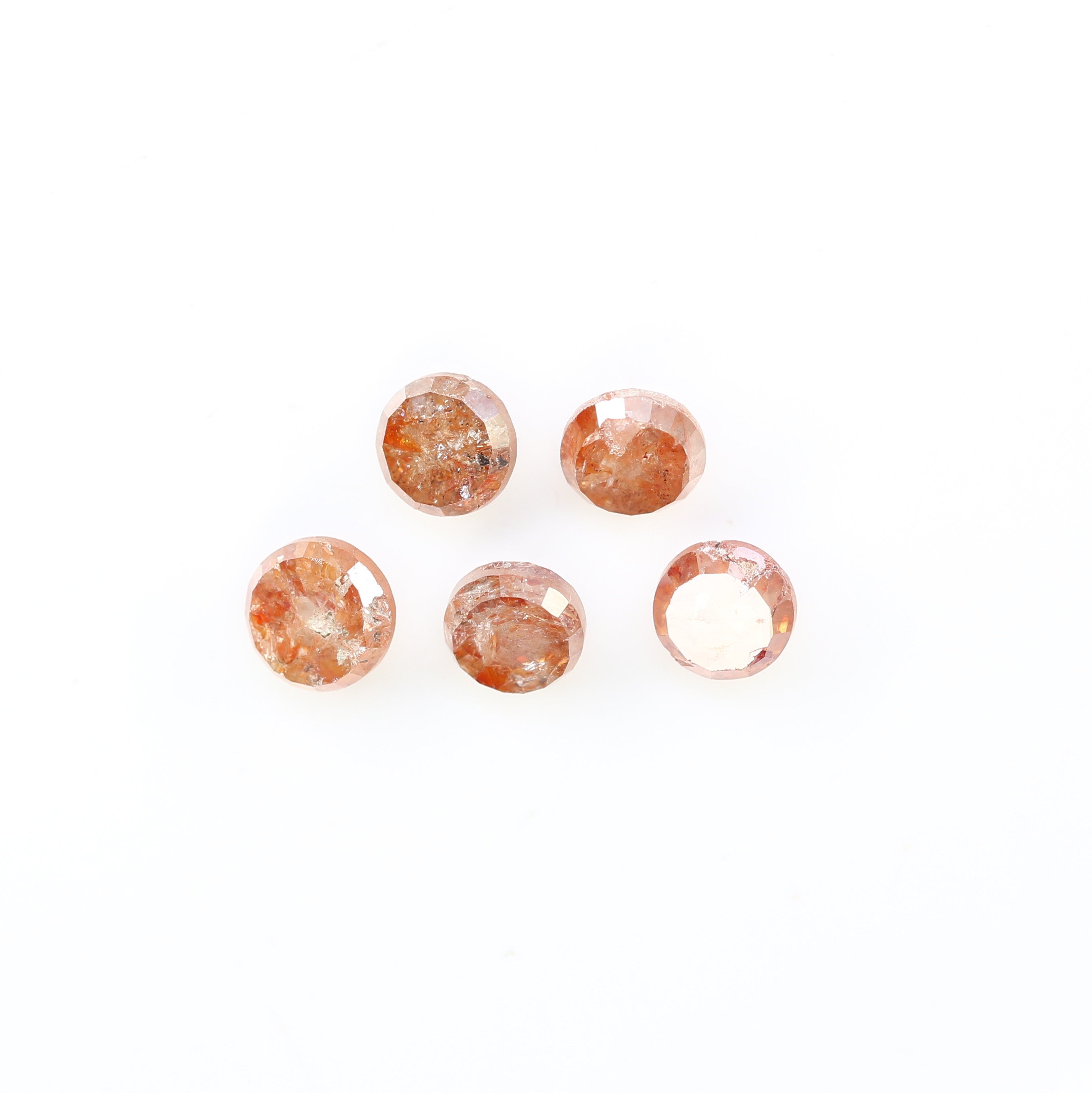 1.24 CT 3.40 MM Round Rose Cut Diamond Natural Loose Peach Color Diamond For Wedding Ring