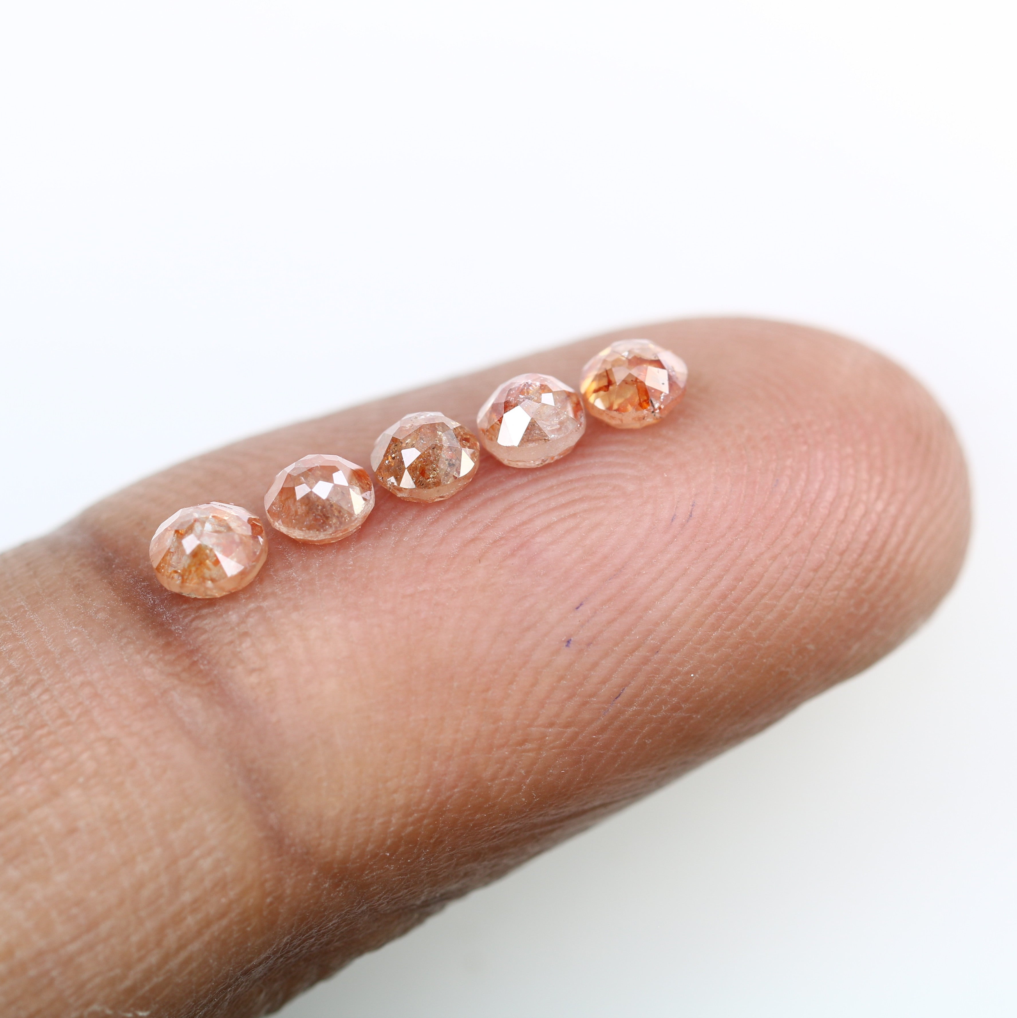 1.24 CT 3.40 MM Round Rose Cut Diamond Natural Loose Peach Color Diamond For Wedding Ring