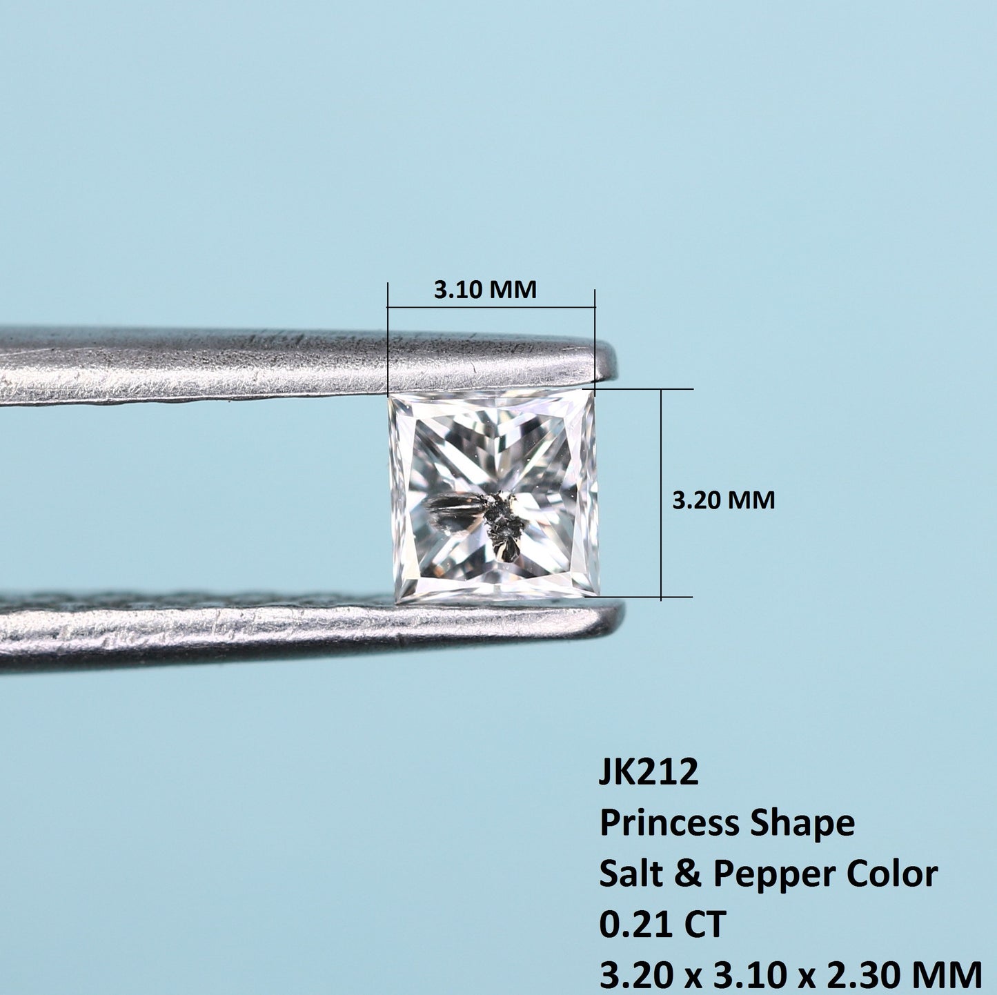 0.21 CT Salt And Pepper Princess Shape Diamond For Engagement Ring
