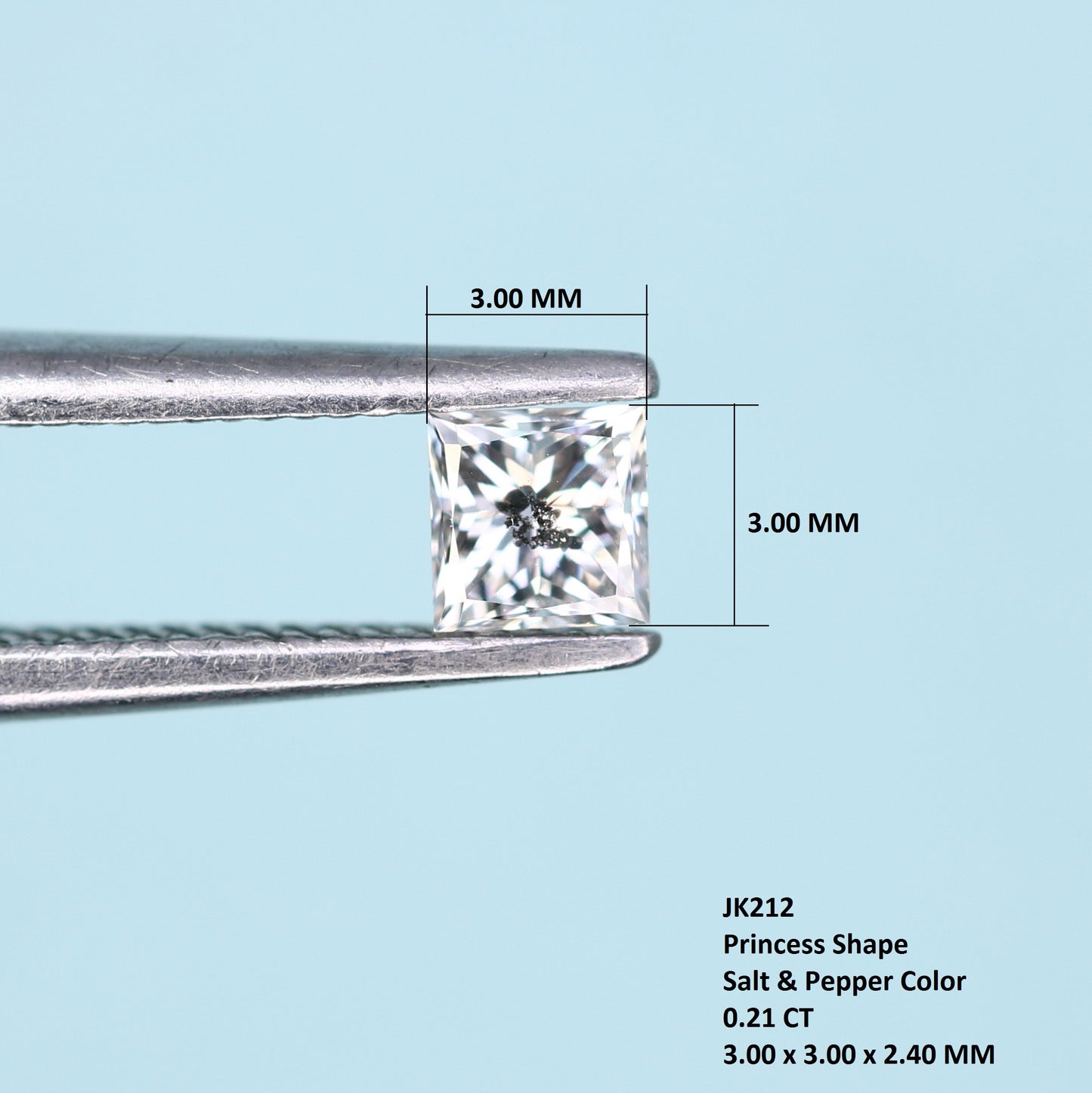 0.21 CT  Princess Cut Salt And Pepper Diamond For Engagement Ring