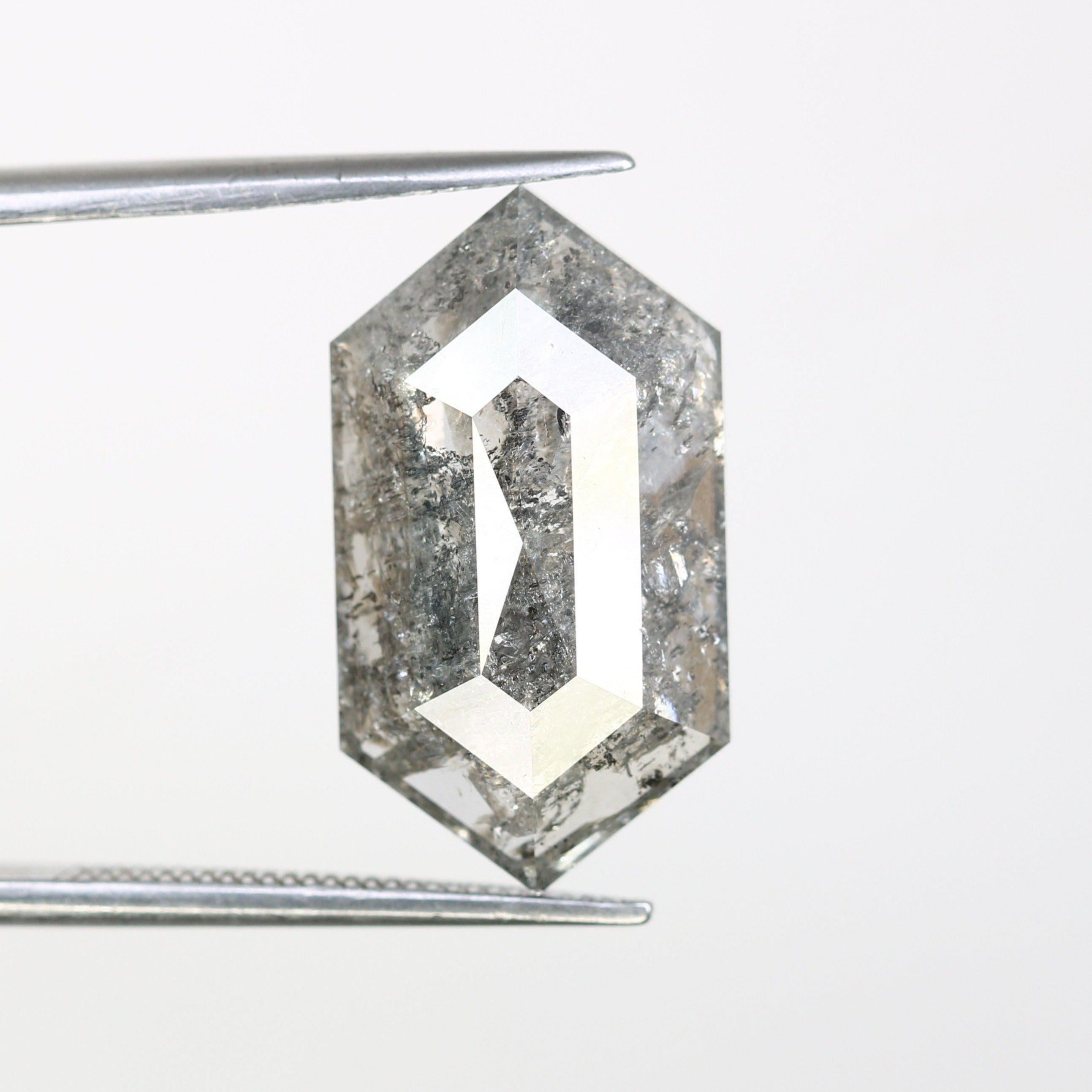 6.02 CT Elongated Hexagon Shape Salt And Pepper Diamond For Engagement Ring