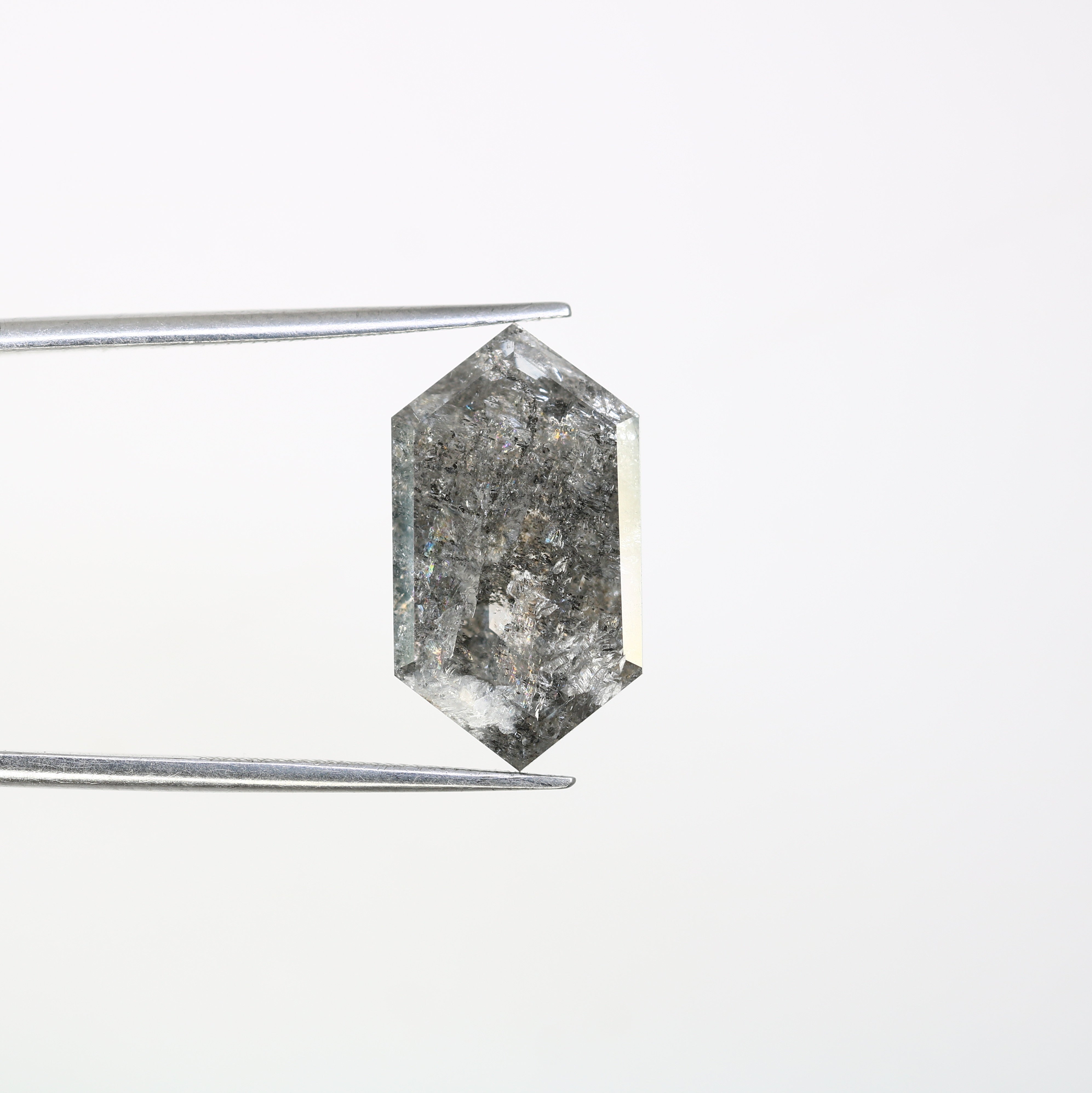 6.02 CT Elongated Hexagon Shape Salt And Pepper Diamond For Engagement Ring