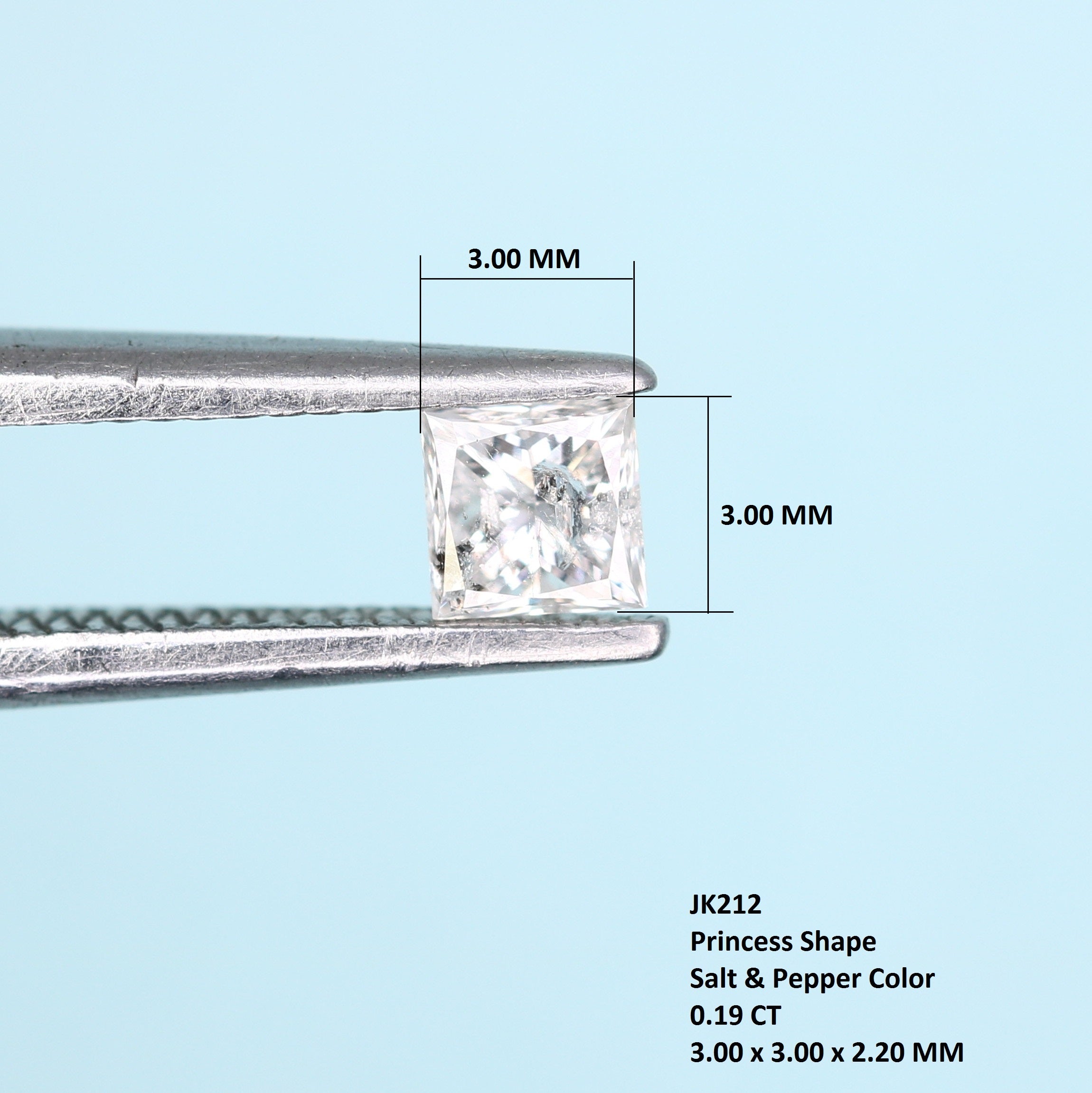 0.19 CT Salt And Pepper Princess Shape Diamond For Engagement Ring