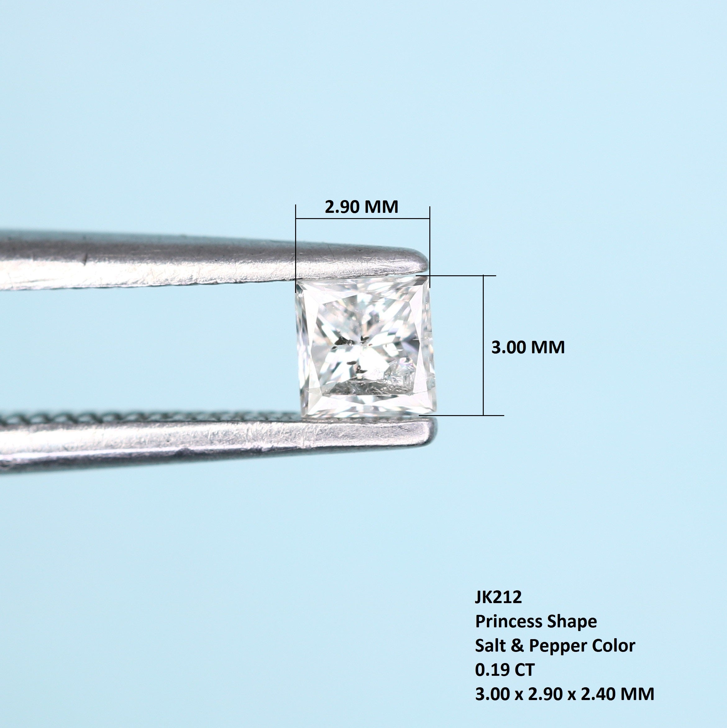 0.19 CT Salt And Pepper Princess Cut Diamond For Engagement Ring