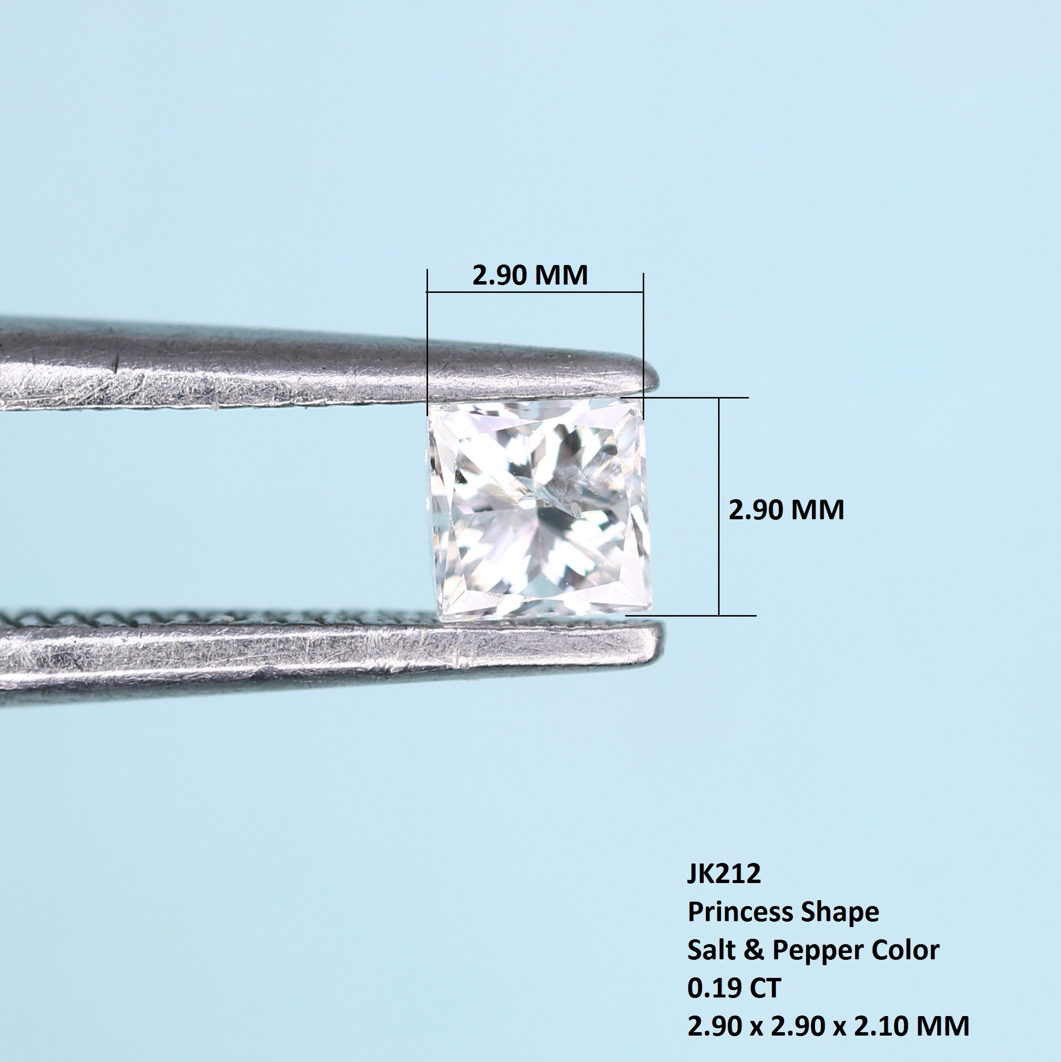 0.19 CT Salt And Pepper Princess Shape Diamond For Engagement Ring