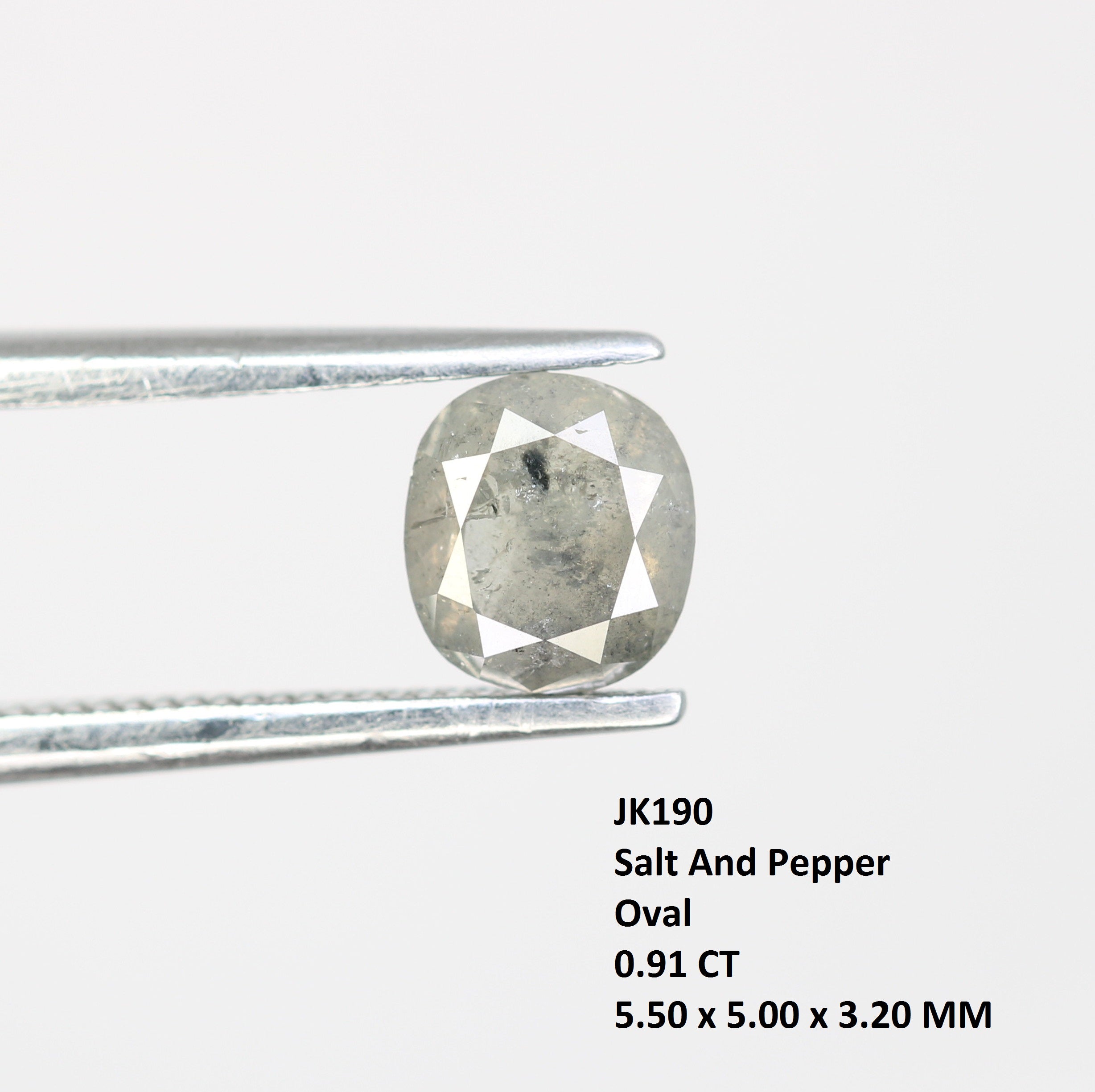Oval Shape Diamond Ring 0.91 Carat Salt And Pepper Diamond For Engagement Ring