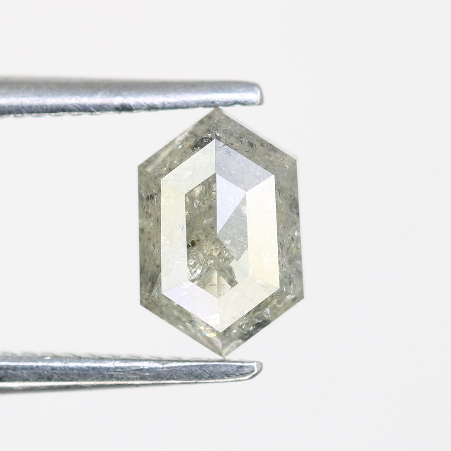 0.88 Carat Elongated Hexagon Shape Salt And Pepper Diamond For Wedding Ring