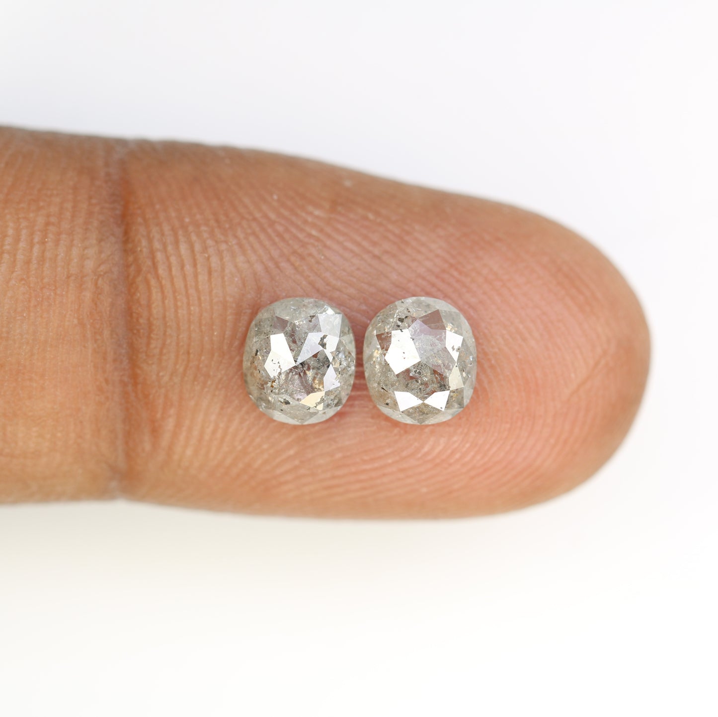 1.67 Carat Oval Shape Loose Salt And Pepper Diamond Pair For Galaxy Ring
