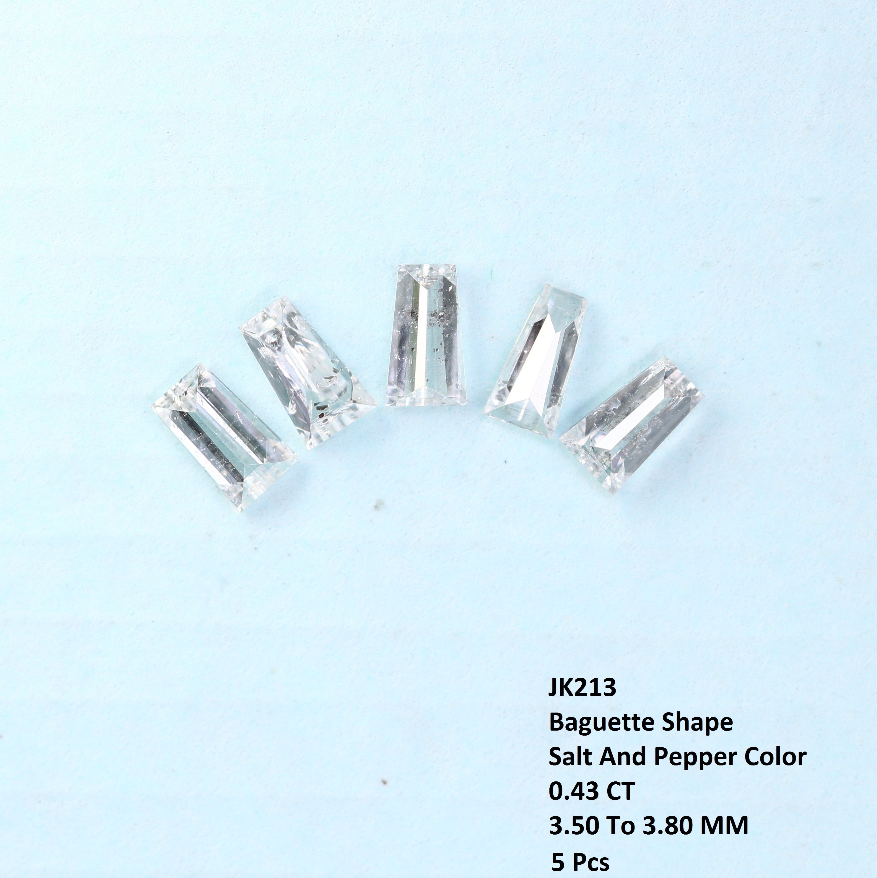 0.43 CT Baguette Cut Salt and Pepper Diamond For Engagement Ring