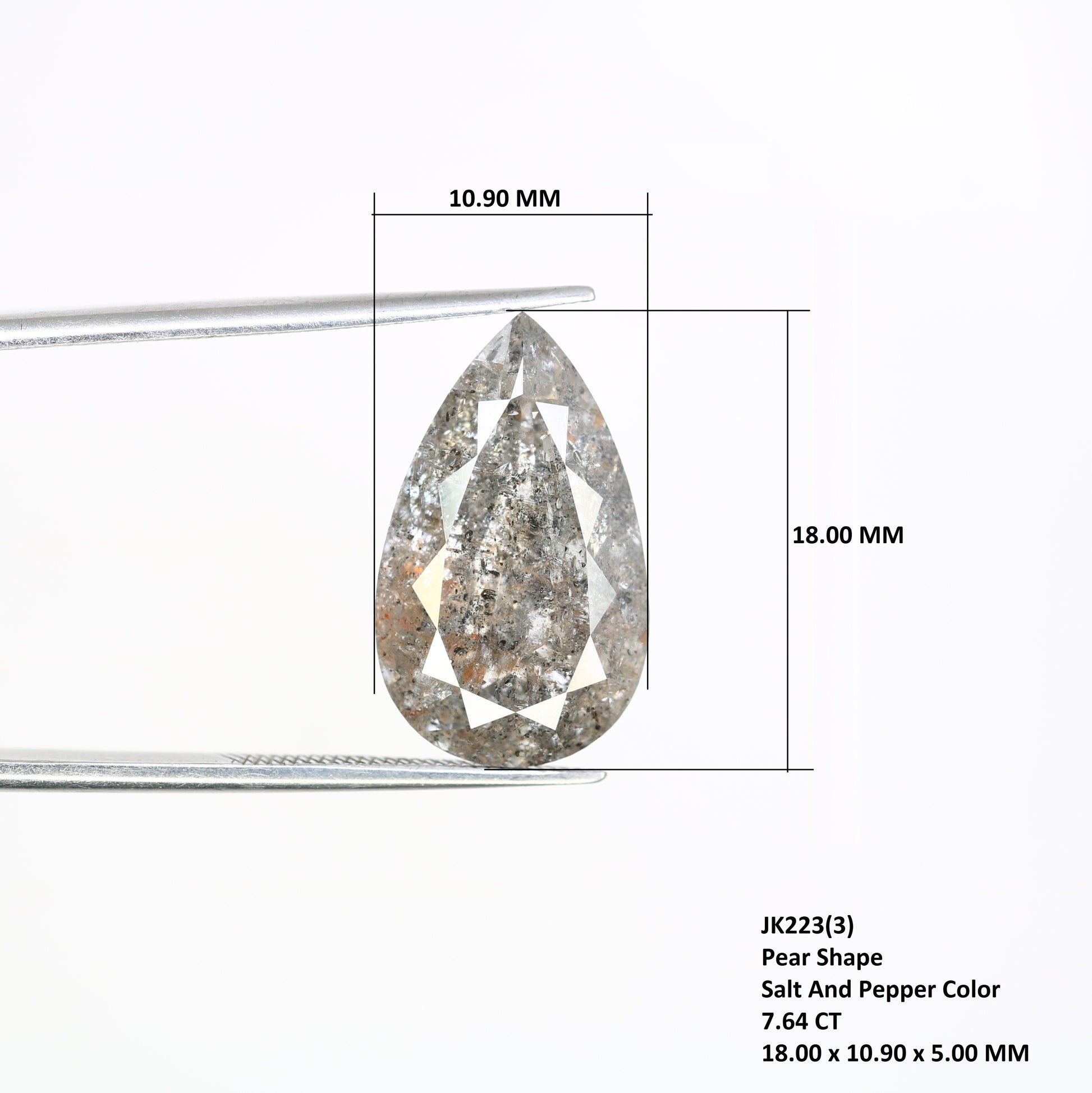7.64 CT Salt And Pepper Pear Shape Diamond For Engagement Ring - JayKrishna Diamond