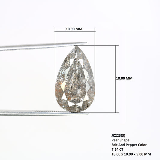 7.64 CT Salt And Pepper Pear Shape Diamond For Engagement Ring