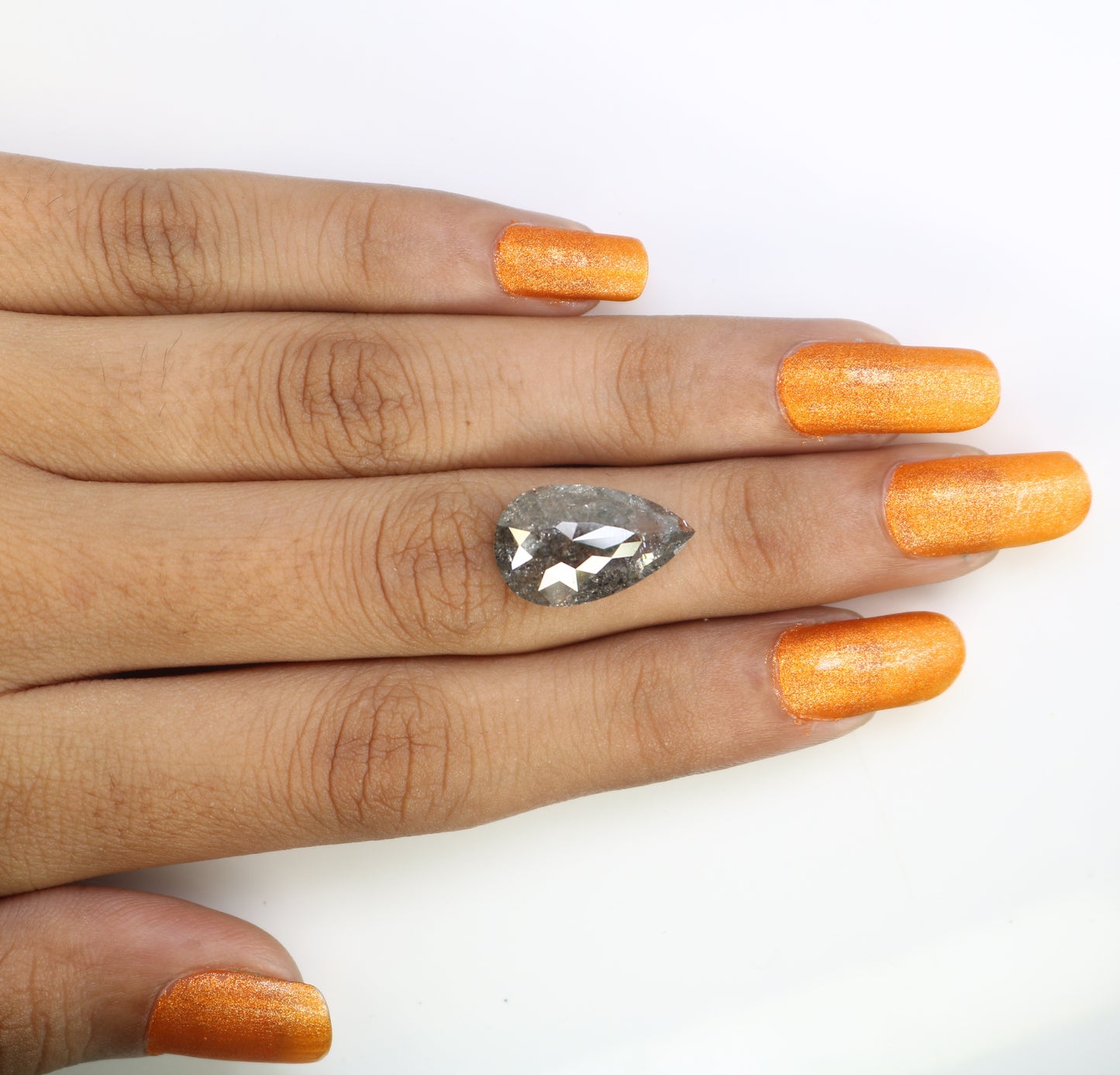 7.64 CT Salt And Pepper Pear Shape Diamond For Engagement Ring - JayKrishna Diamond