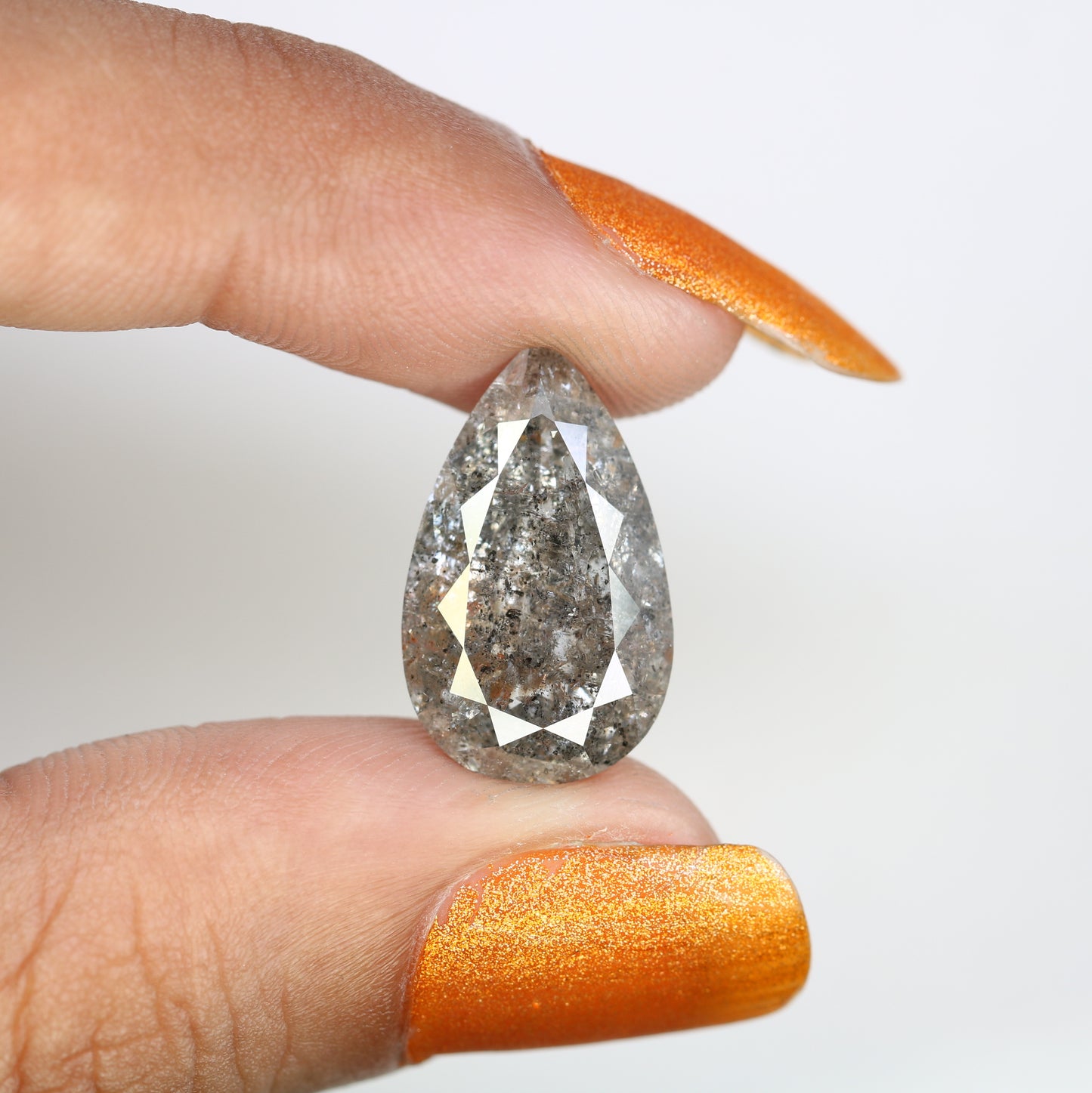 7.64 CT Salt And Pepper Pear Shape Diamond For Engagement Ring - JayKrishna Diamond