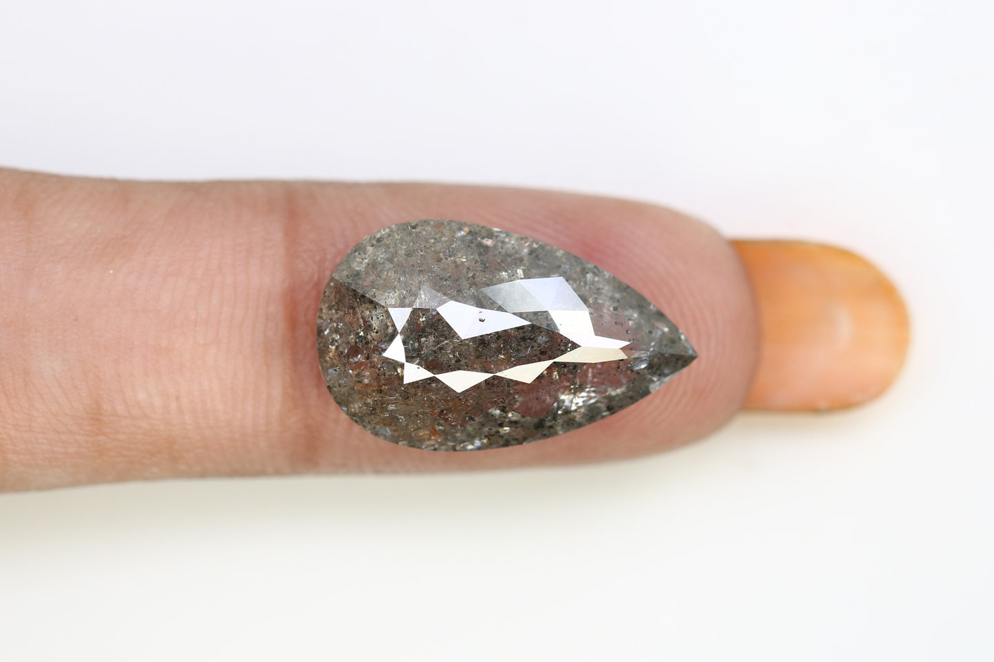 7.64 CT Salt And Pepper Pear Shape Diamond For Engagement Ring - JayKrishna Diamond