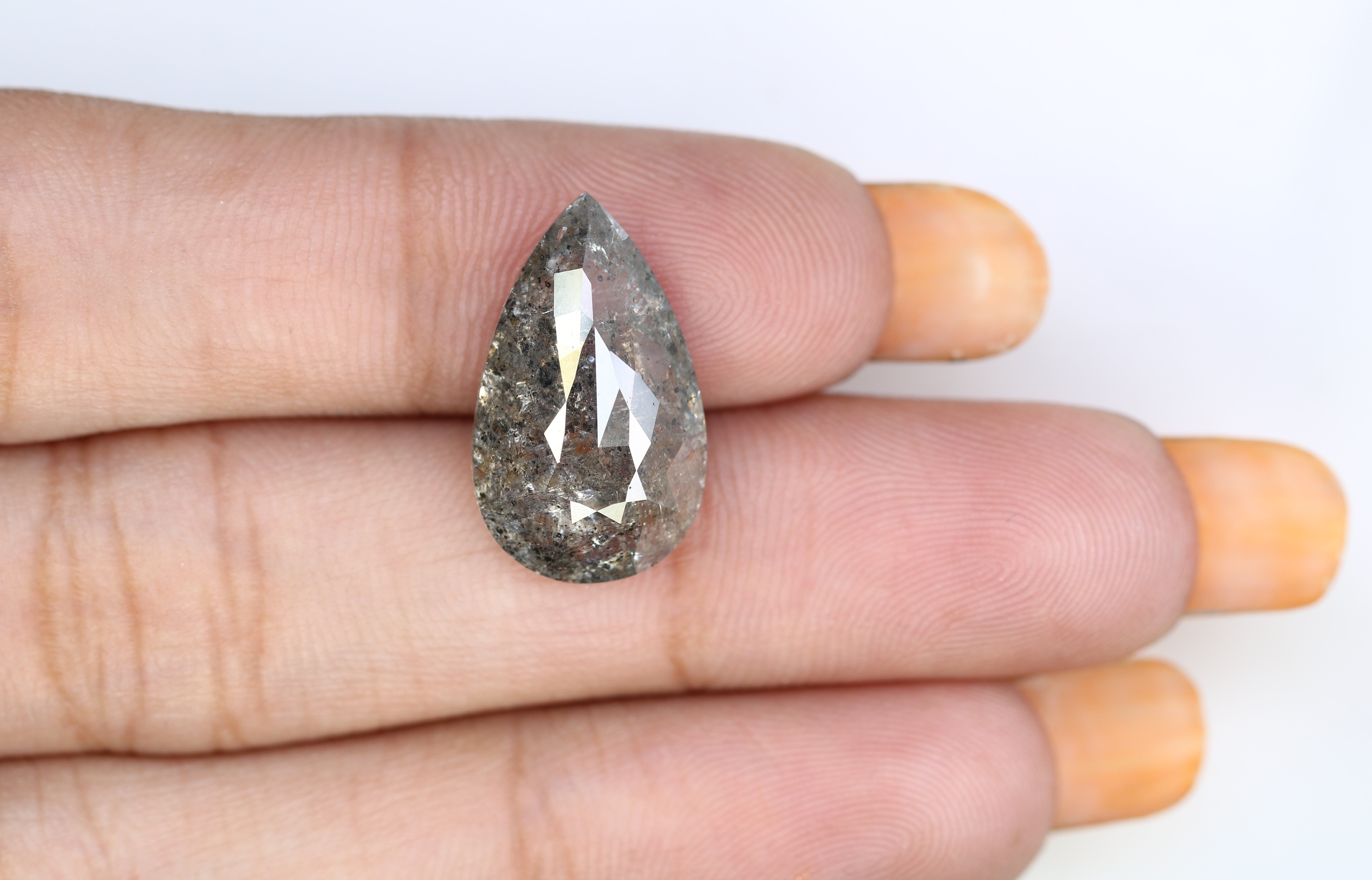 7.64 CT Salt And Pepper Pear Shape Diamond For Engagement Ring