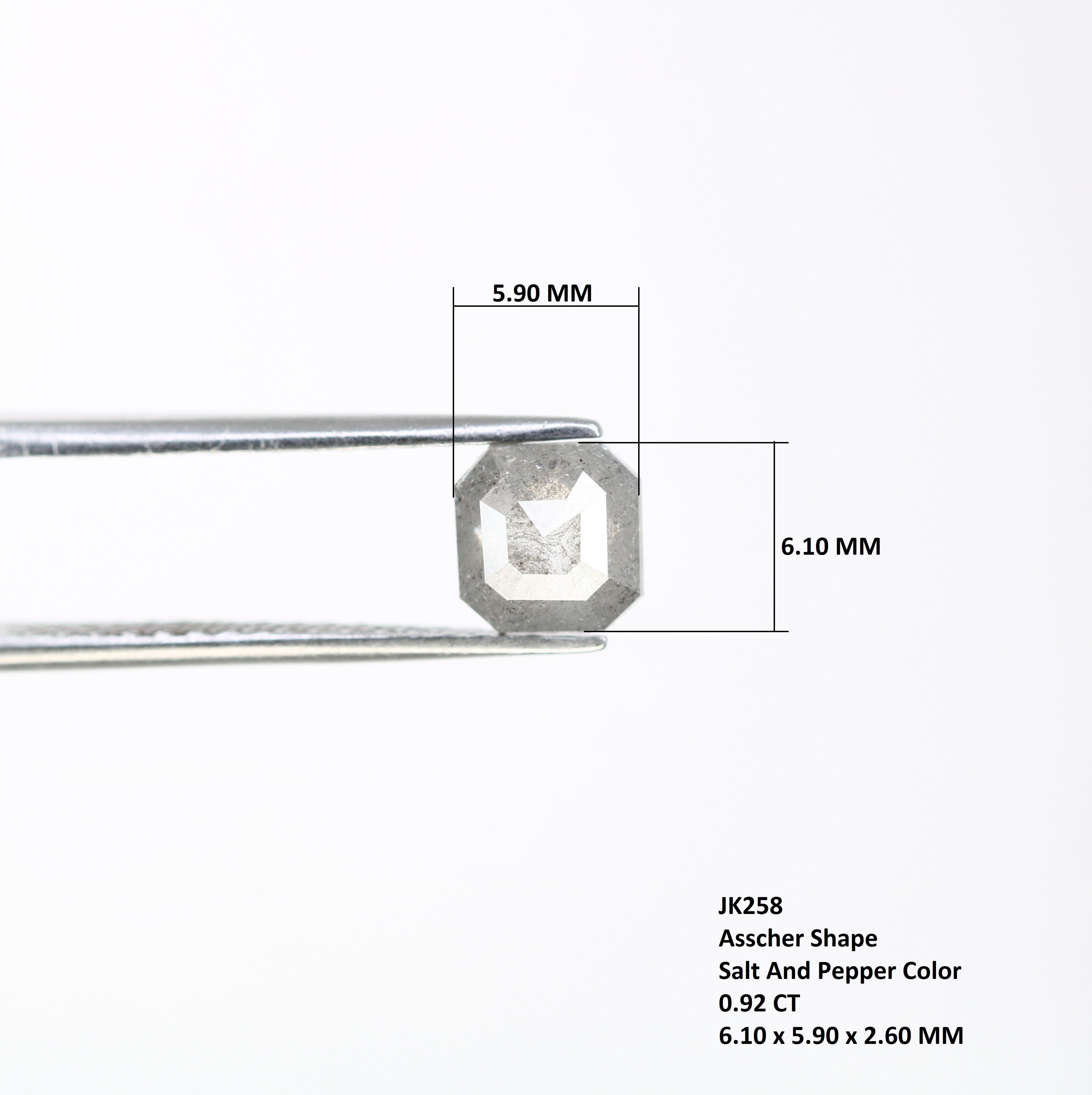 0.92 CT Asscher Shape Salt And Pepper Diamond For Engagement Ring