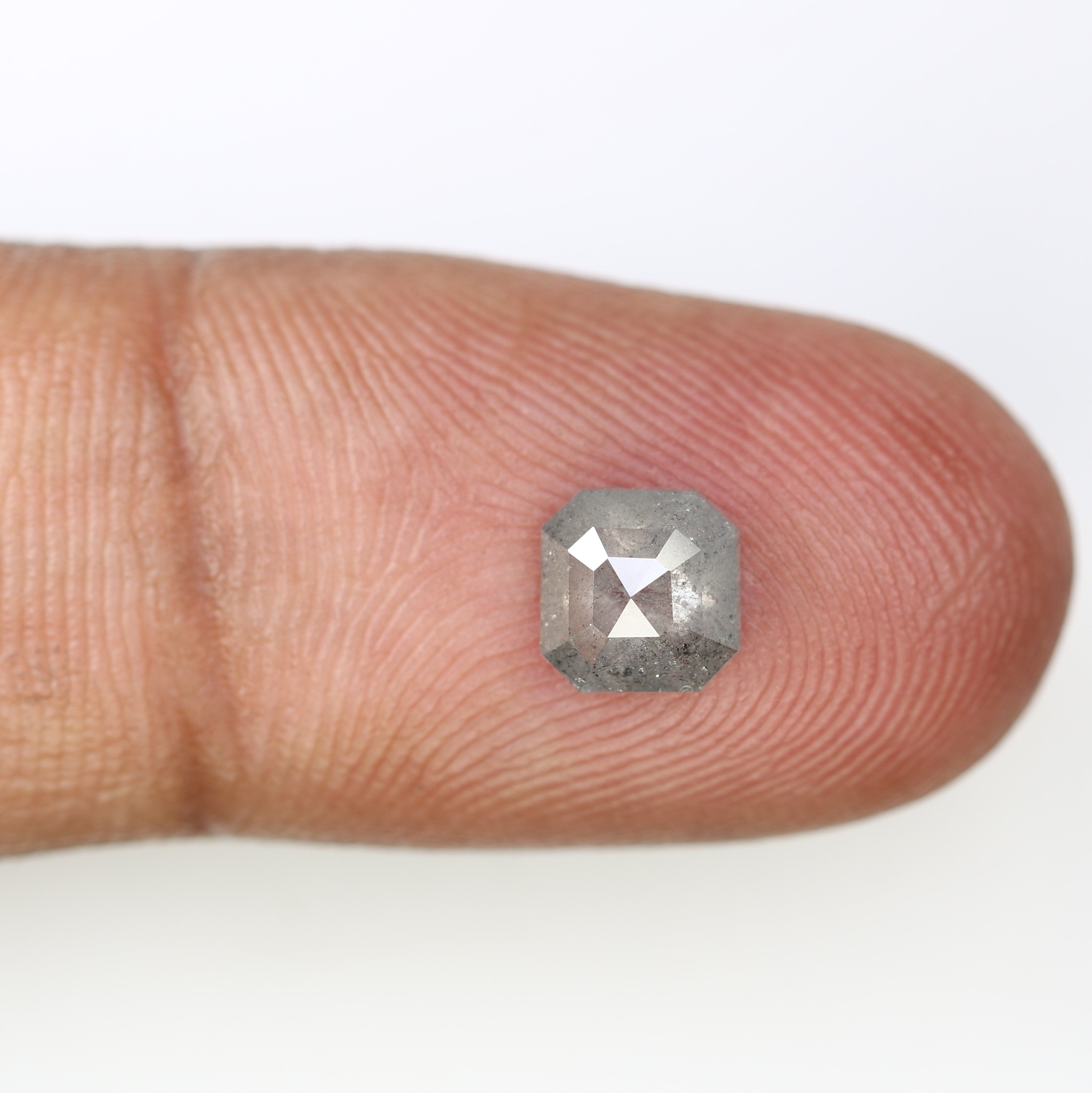 0.92 CT Asscher Shape Salt And Pepper Diamond For Engagement Ring