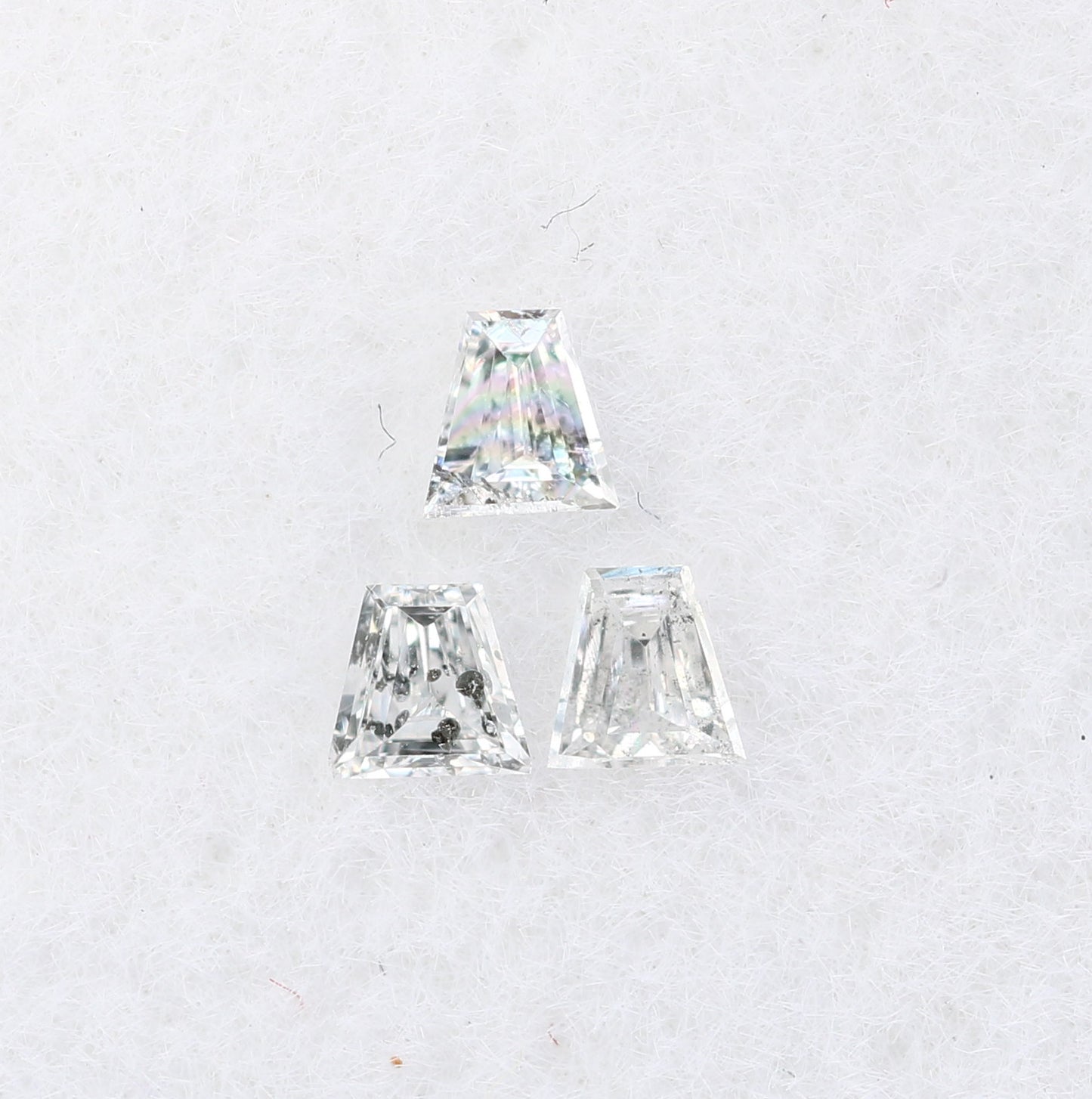 0.11 CT Tapered Cut Salt and Pepper Diamond For Engagement Ring