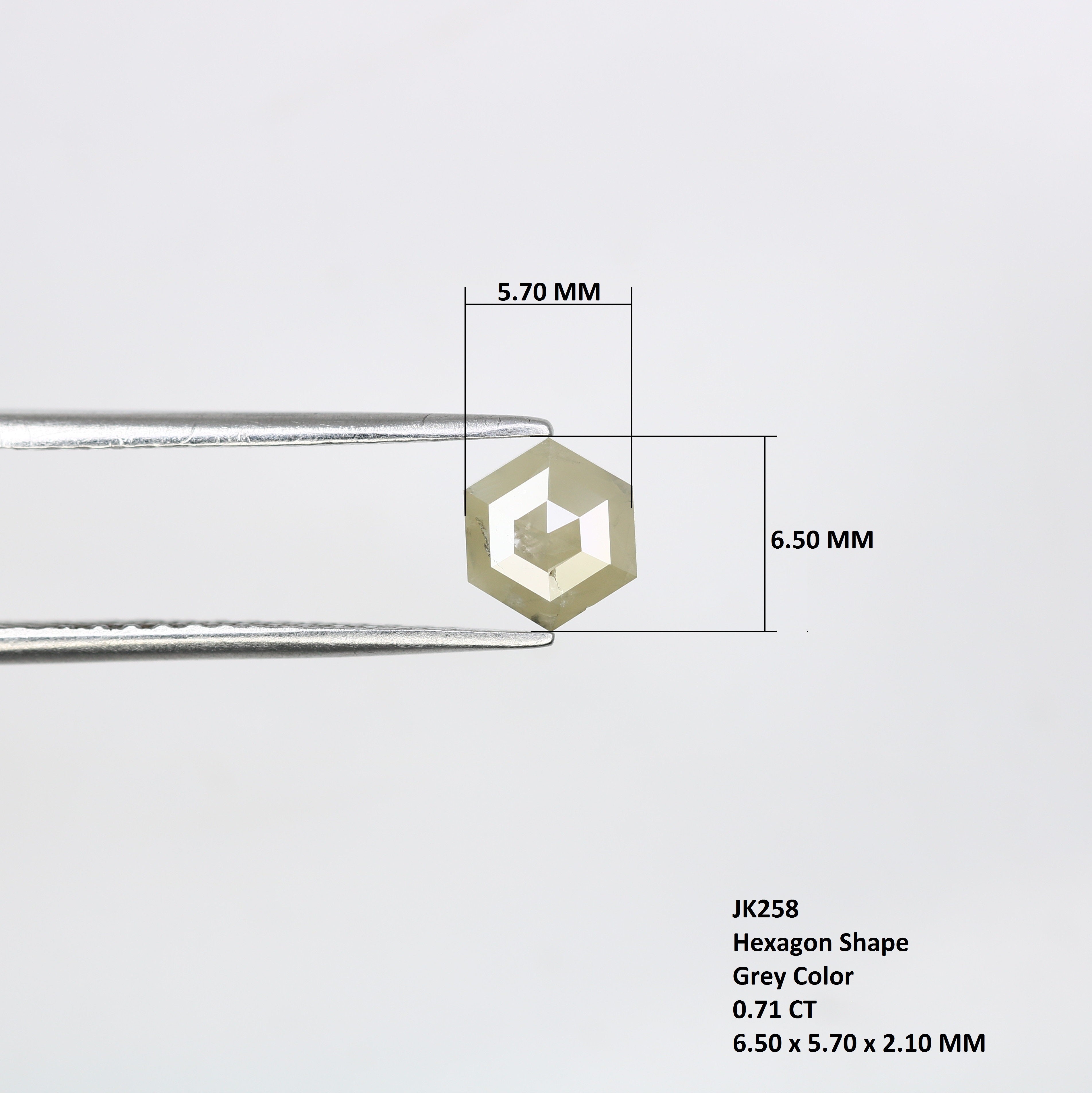 0.71 CT Hexagon Cut Grey Natural Diamond For Engagement Ring