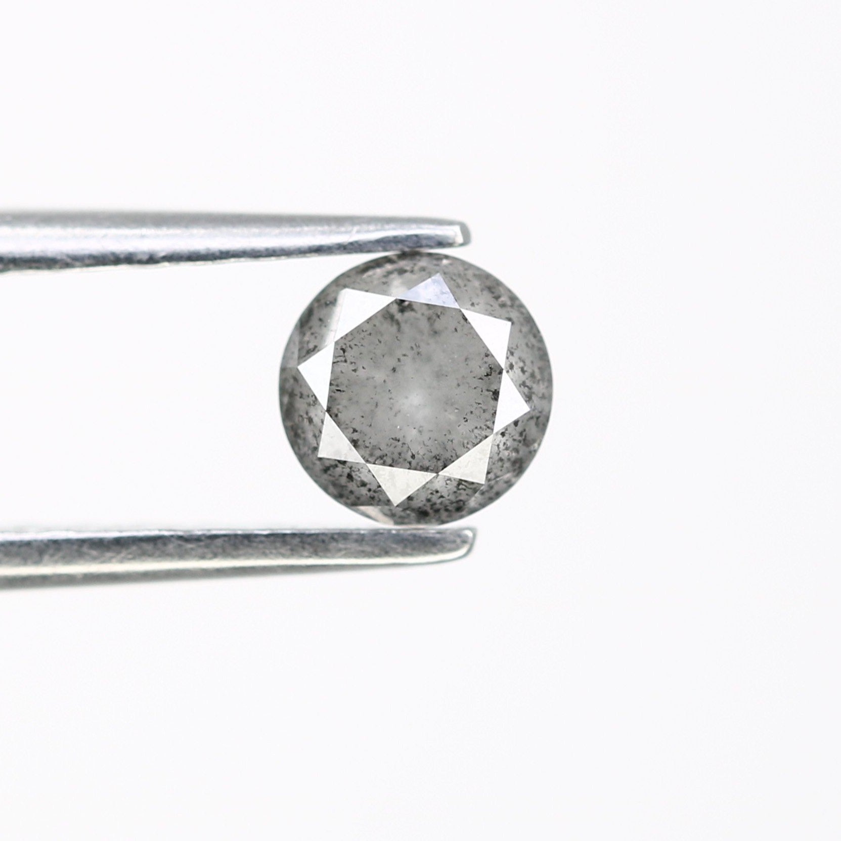 0.61 Carat 4.8MM Loose Salt And Pepper Diamond, Round Brilliant Cut Diamond , Natural Grey Diamond For Engagement Ring