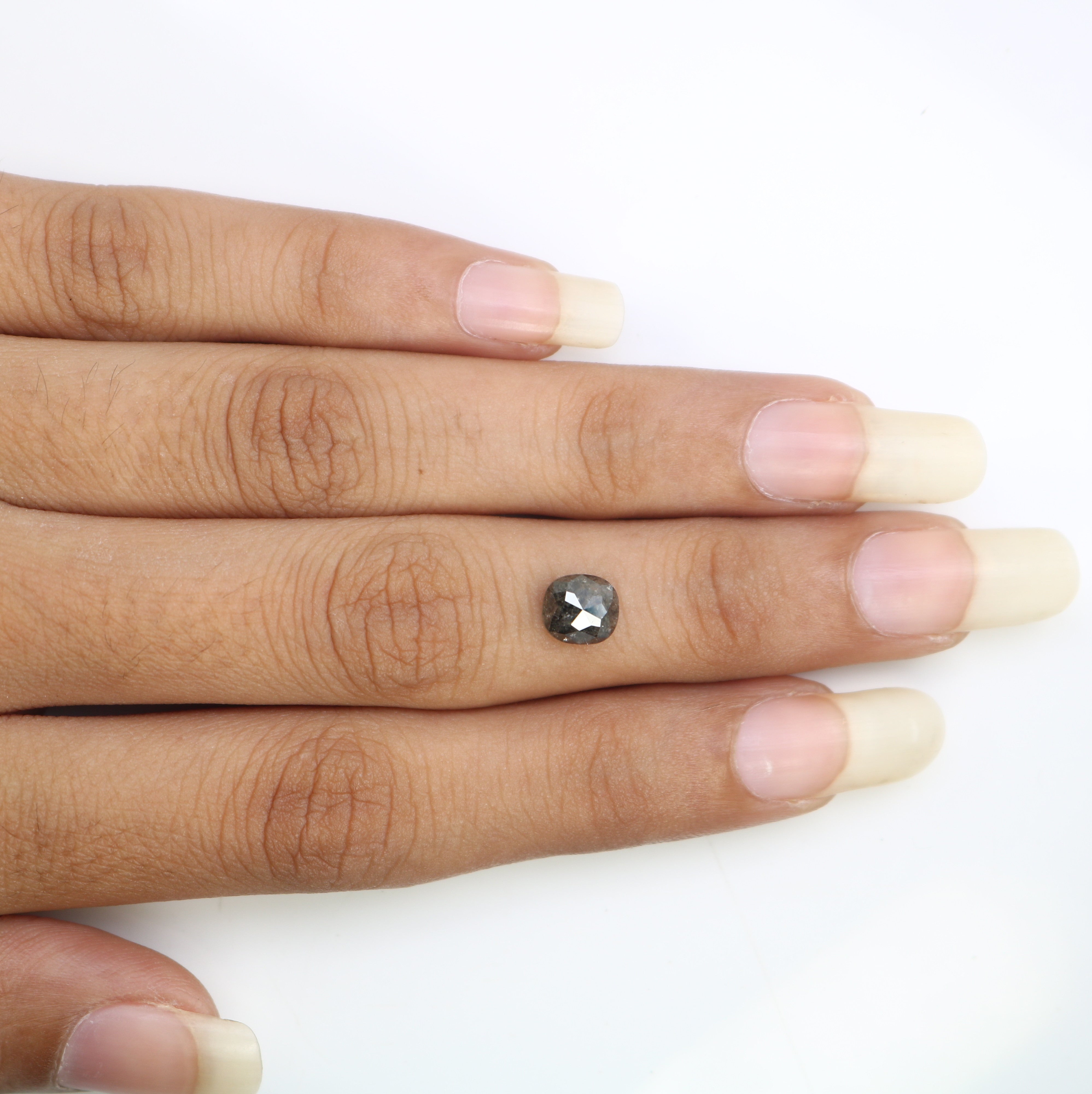 1.47 CT Salt And Pepper Cushion Shape Natural Loose Diamond For Engagement Ring