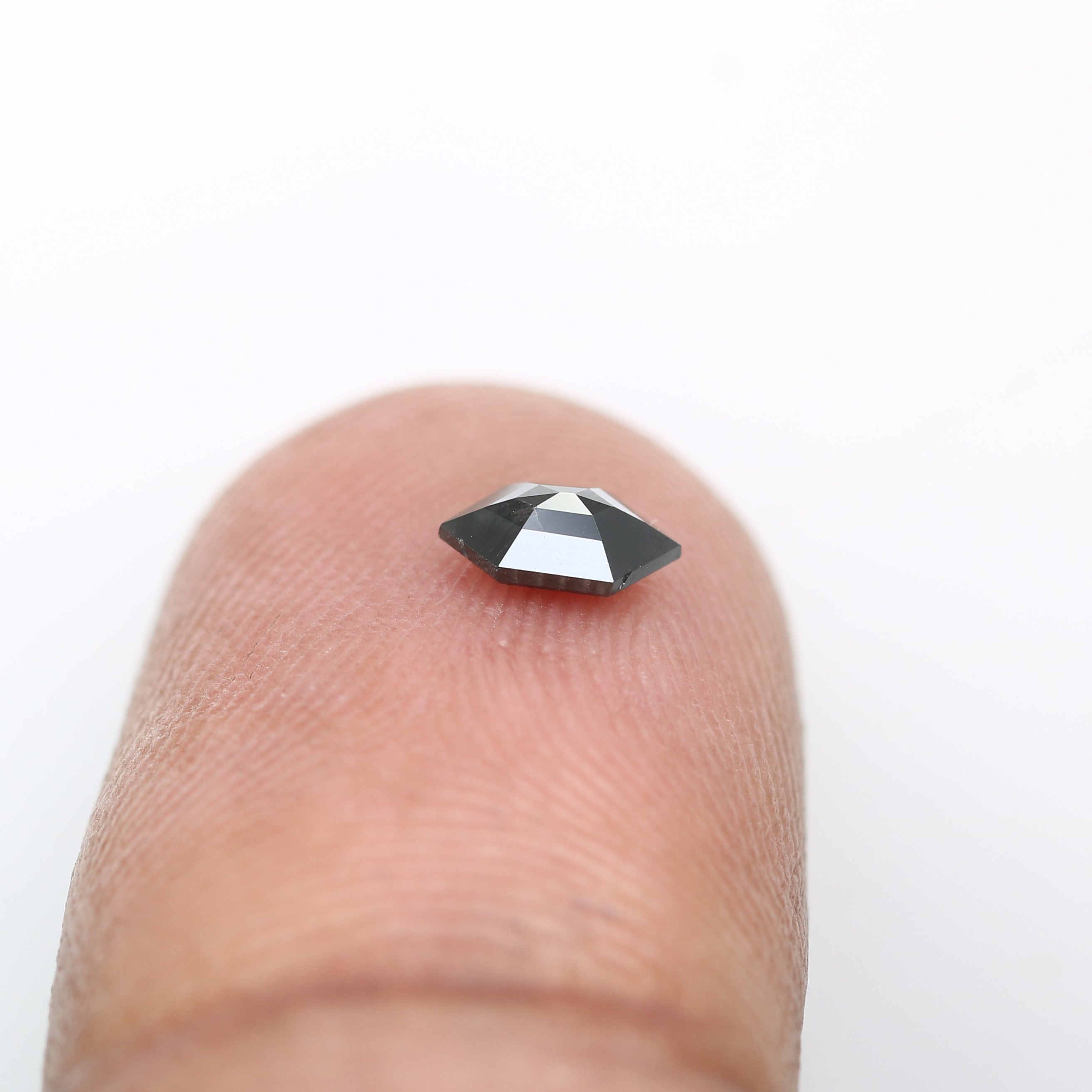0.32 CT Elongated Hexagon Cut Black Diamond For Engagement Ring